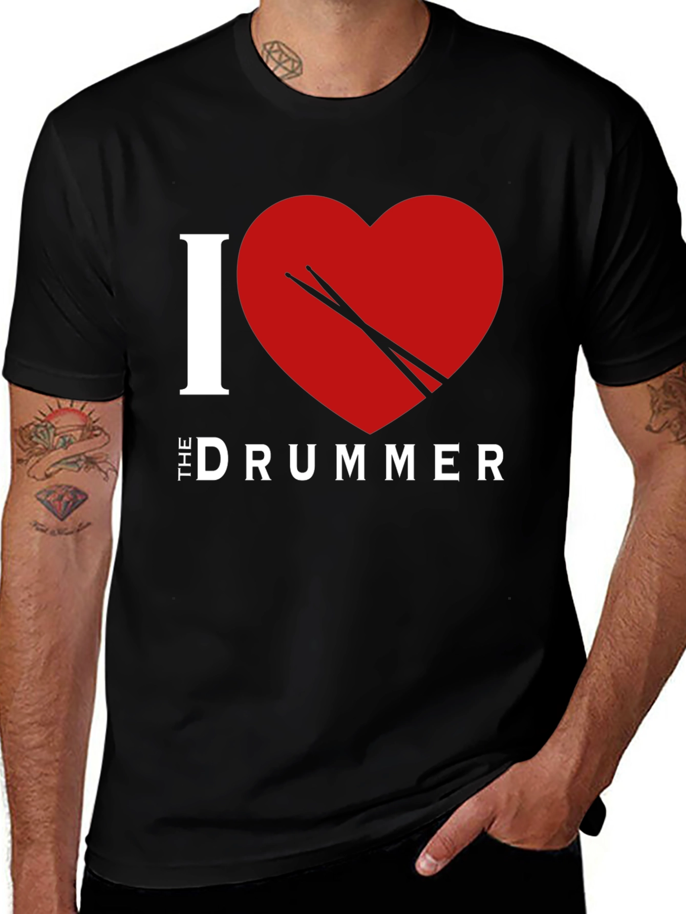 Variant 25 of I Heart The Drummer Black T-Shirt