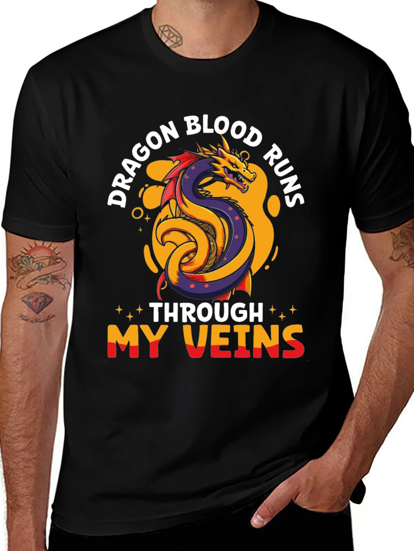 Variant 25 of Dragon Blood Runs Through My Veins Graphic T-Shirt