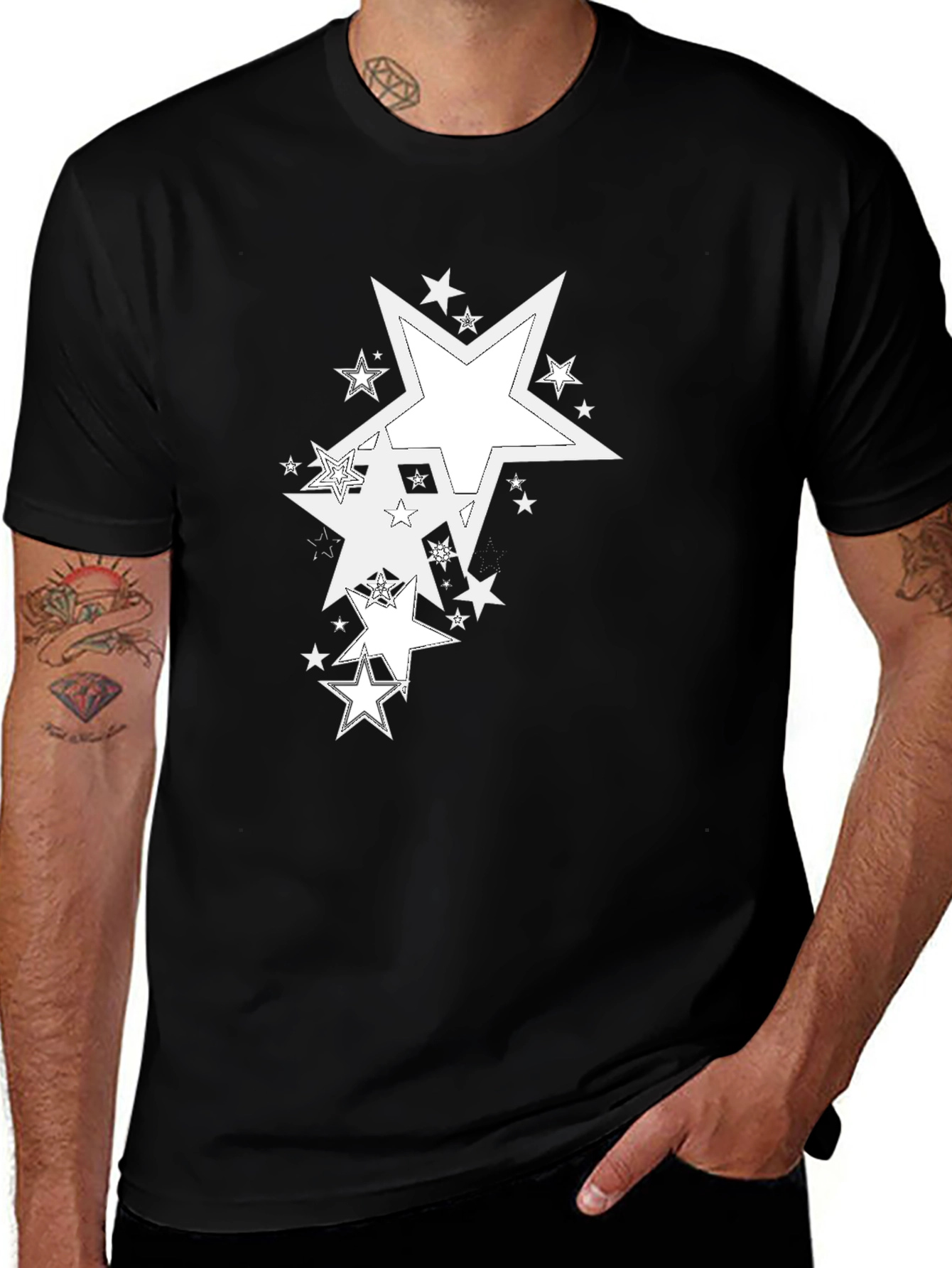 Variant 9 of Star Graphic Print Black Tee