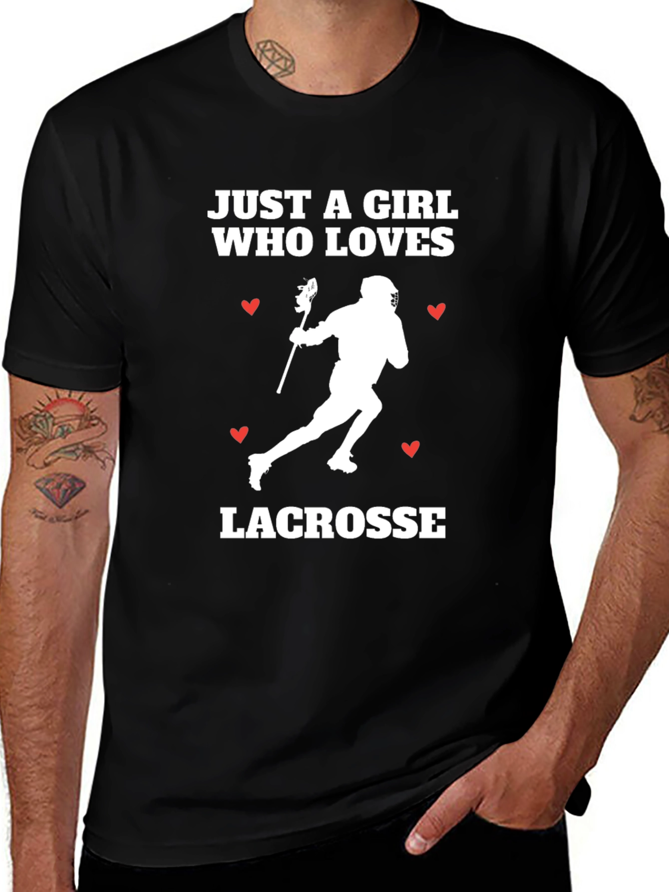 Just A Girl Who Loves Lacrosse Black T-Shirt