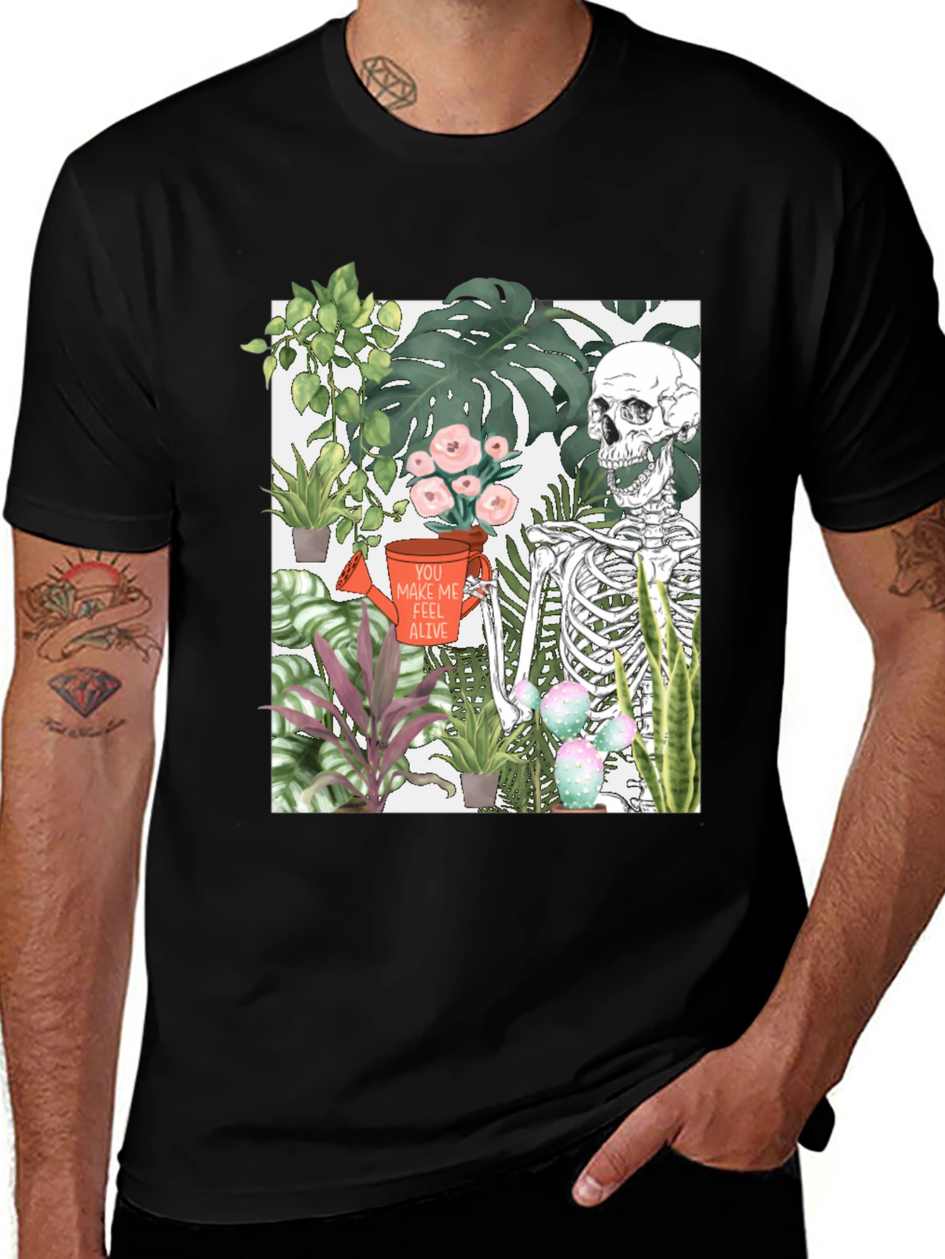 Variant 26 of Skeleton & Plants Graphic Tee - Feel Alive!