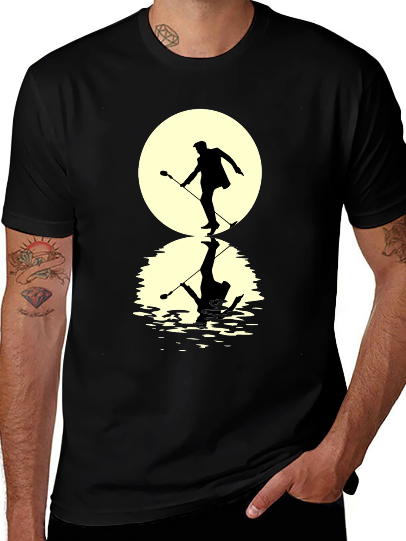 Variant 5 of Moonlight Golfer T-Shirt - Unique Silhouette Design