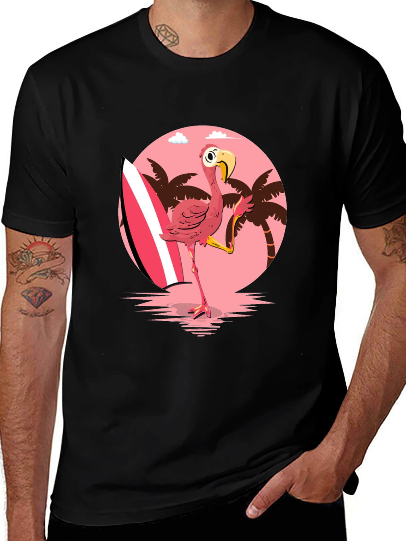 Variant 22 of Flamingo Surfing Graphic T-Shirt