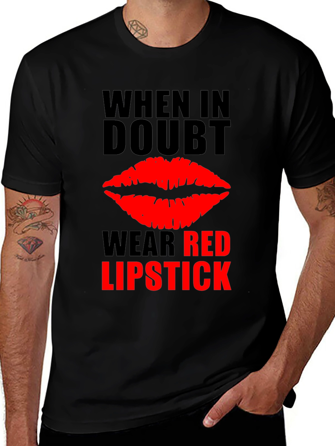 Variant 13 of Red Lipstick Graphic Tee - When in Doubt T-Shirt
