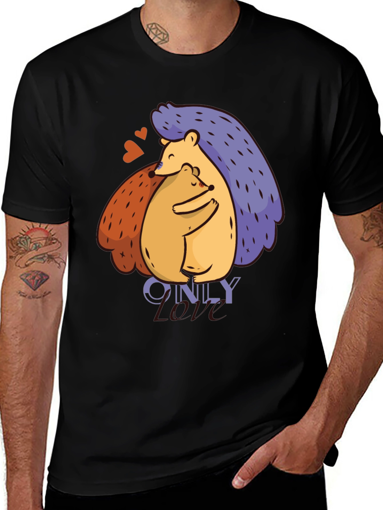 Variant 24 of Hugging Hedgehog Graphic Tee - Only Love T-Shirt