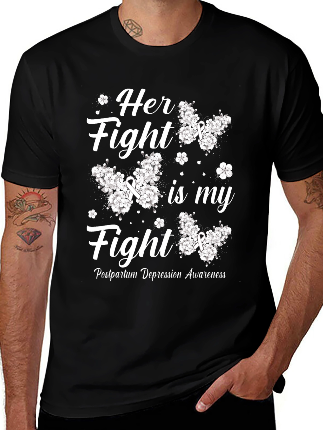 Variant 8 of Her Fight is My Fight Postpartum Awareness T-Shirt