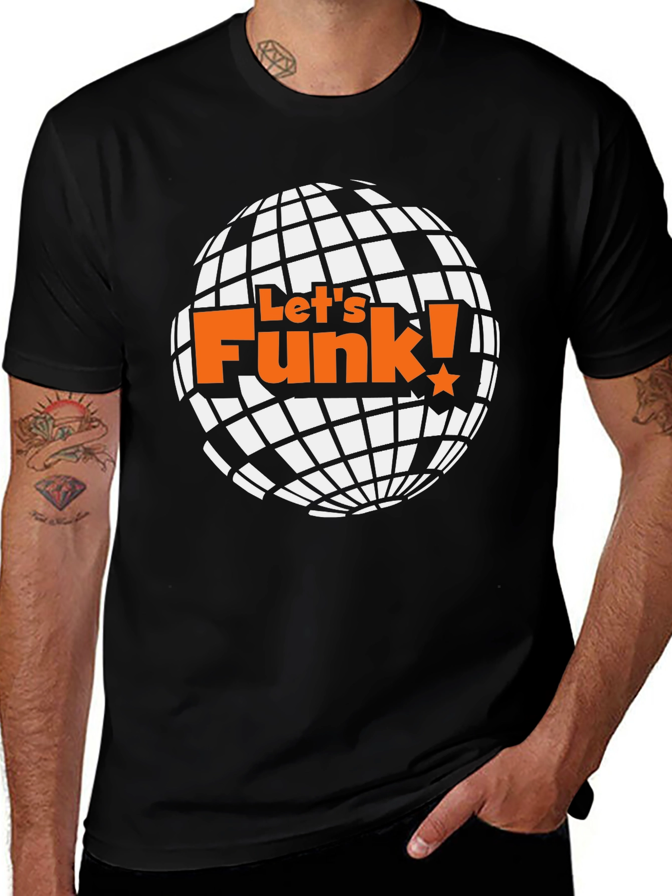 Variant 14 of Let's Funk! Graphic T-Shirt - Retro Disco Ball Design