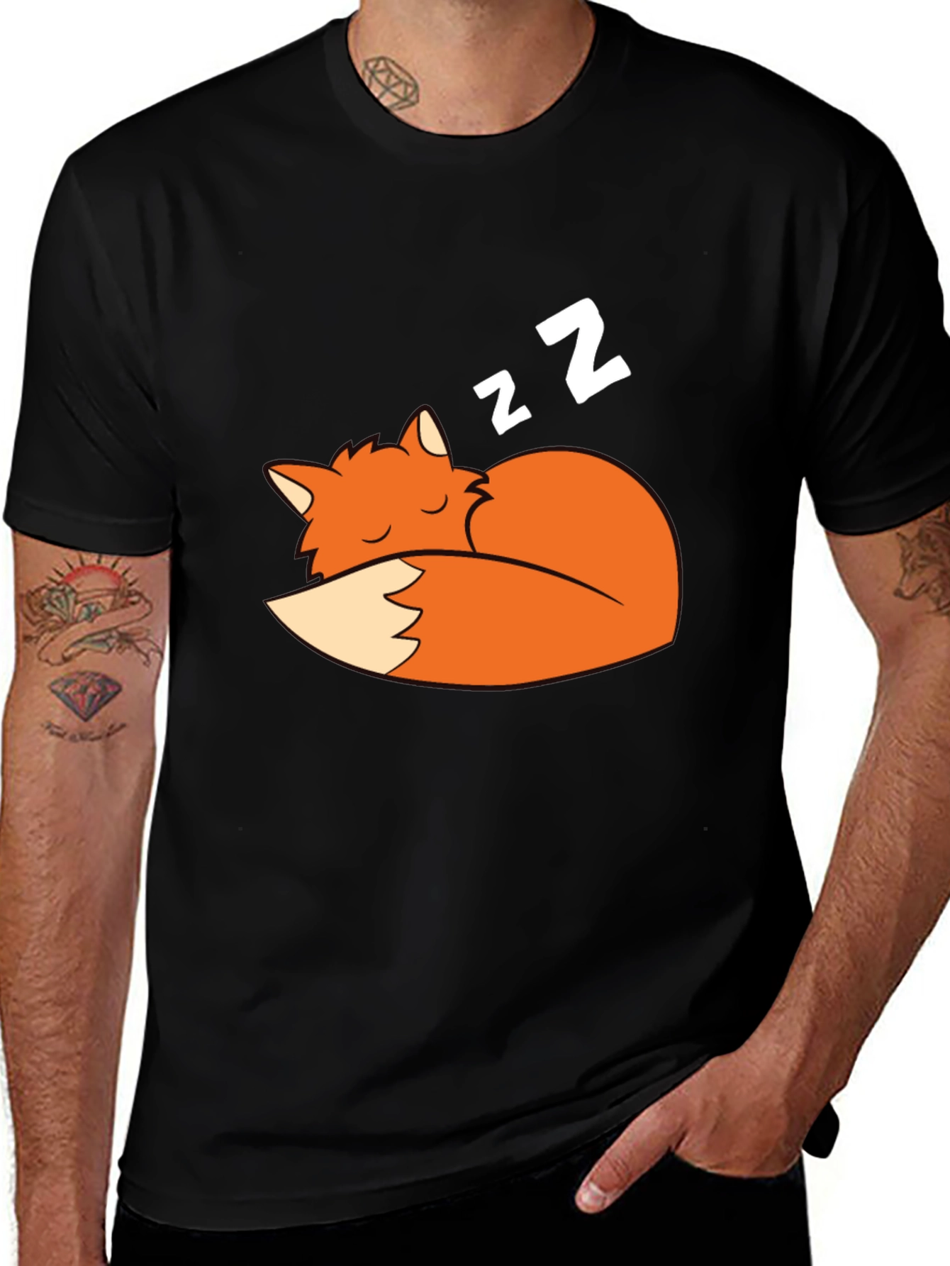Variant 26 of Sleeping Fox Graphic Tee - Soft Cotton Comfort