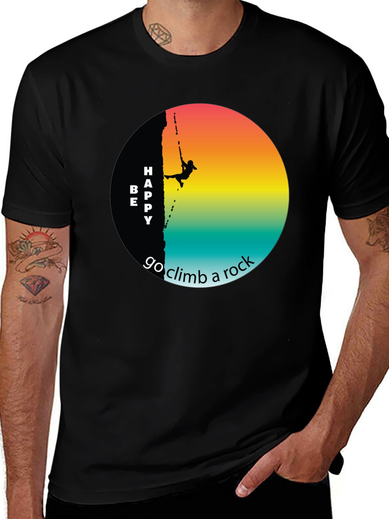 Variant 17 of Be Happy Rock Climbing Graphic Tee - Adventure Shirt