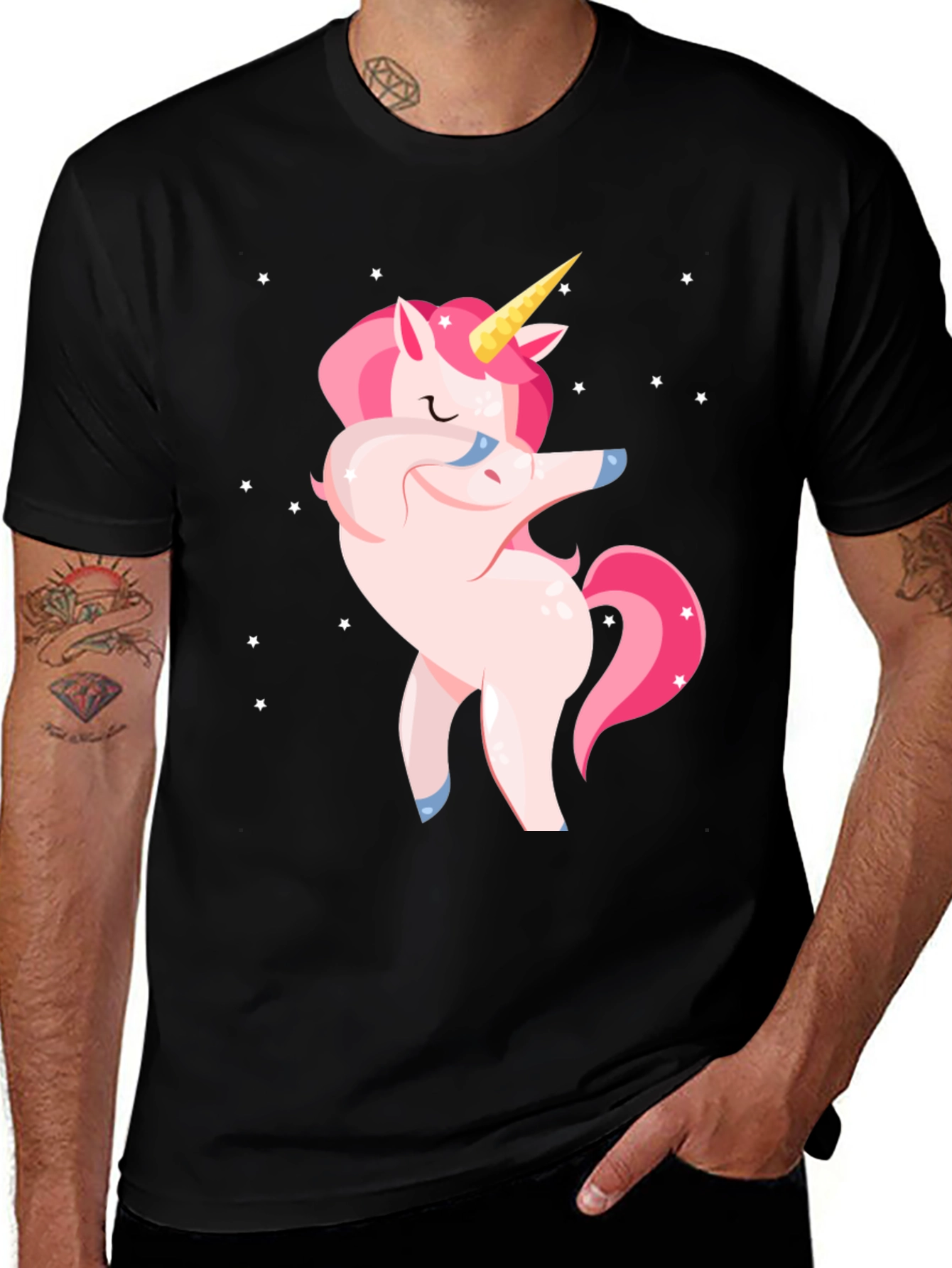 Variant 21 of Dabbing Unicorn Graphic Tee - Black