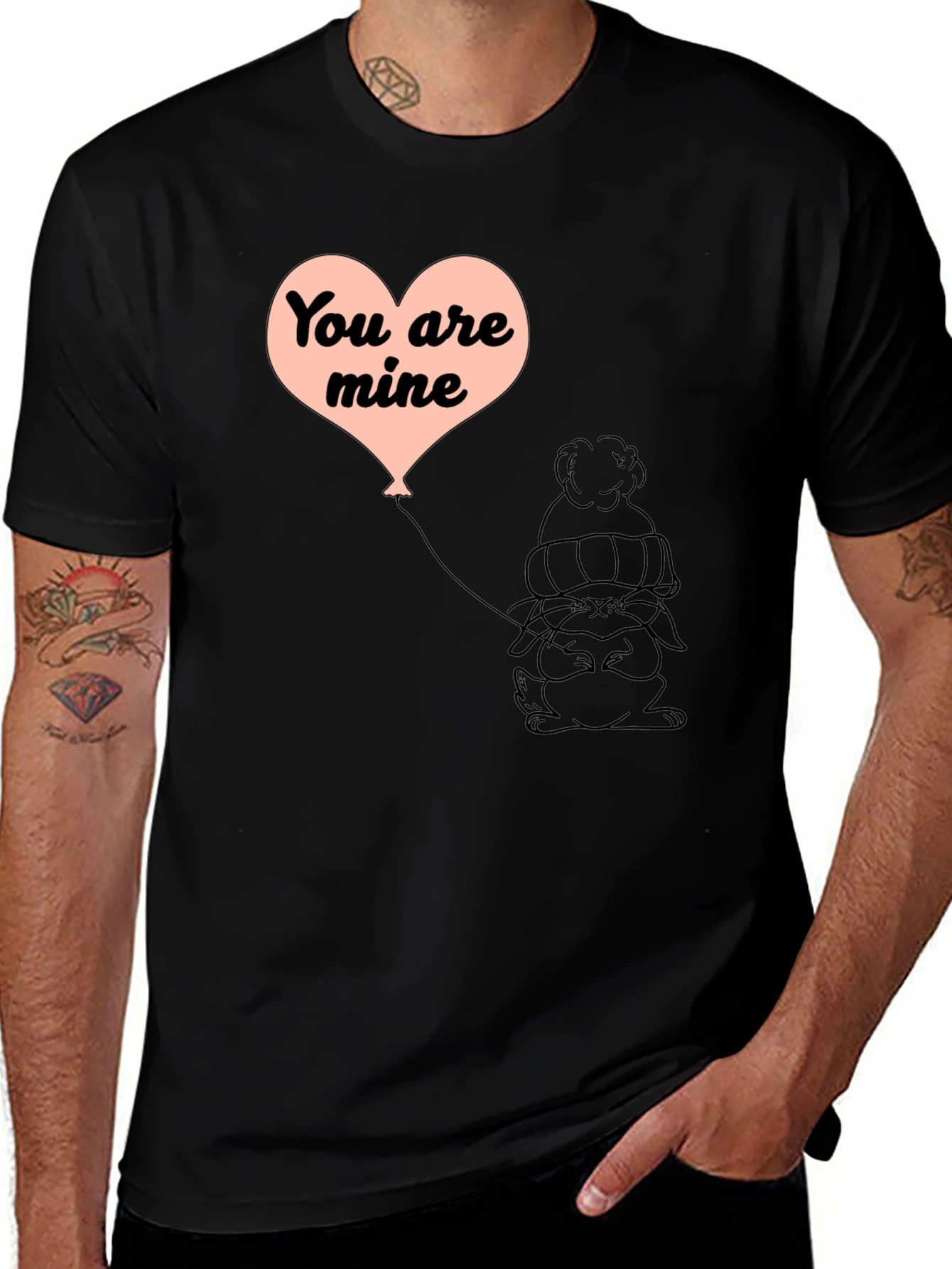 Variant 26 of You Are Mine Tee - Cute Rabbit and Heart Design