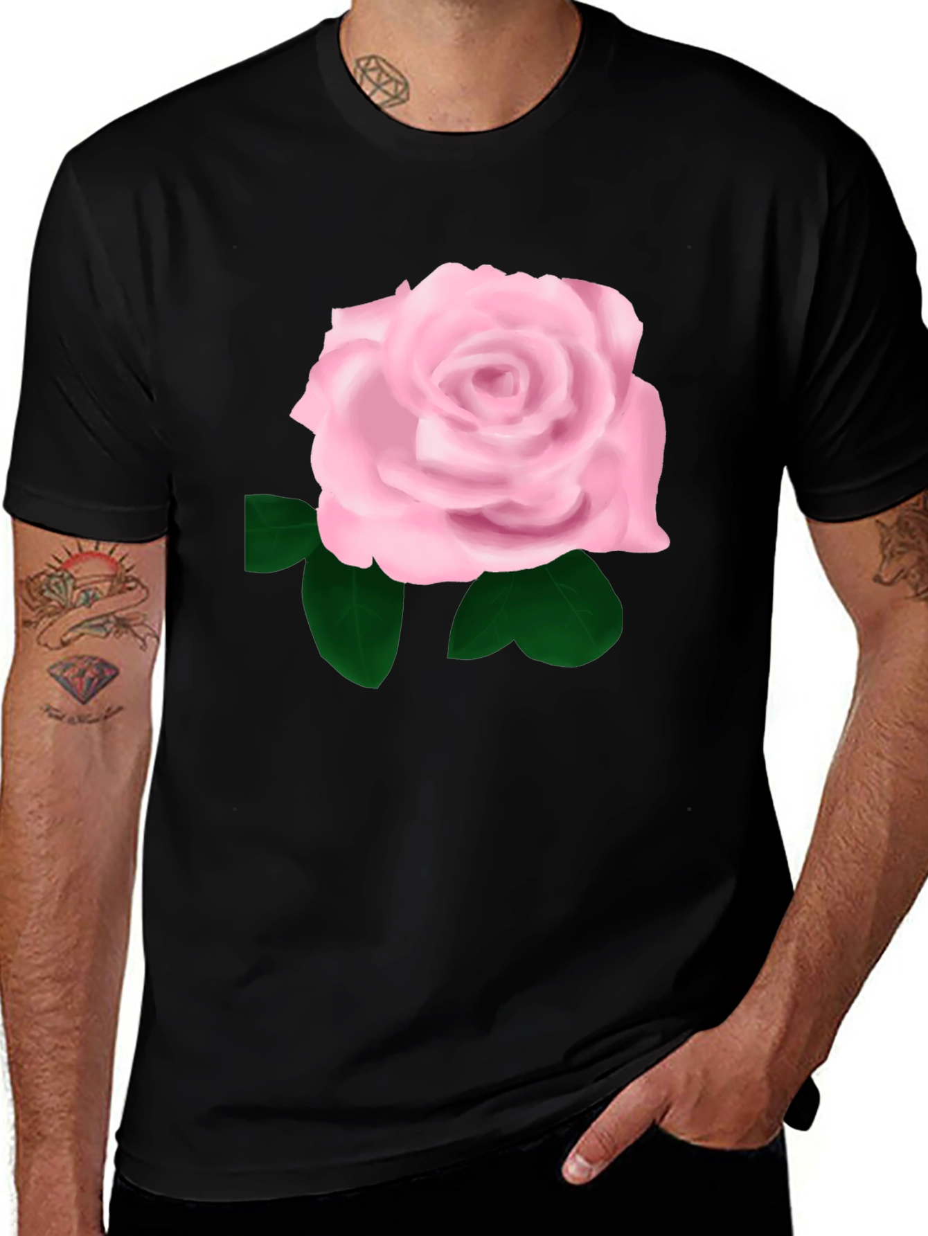 Variant 10 of Pink Rose Graphic T-Shirt - Casual Wear