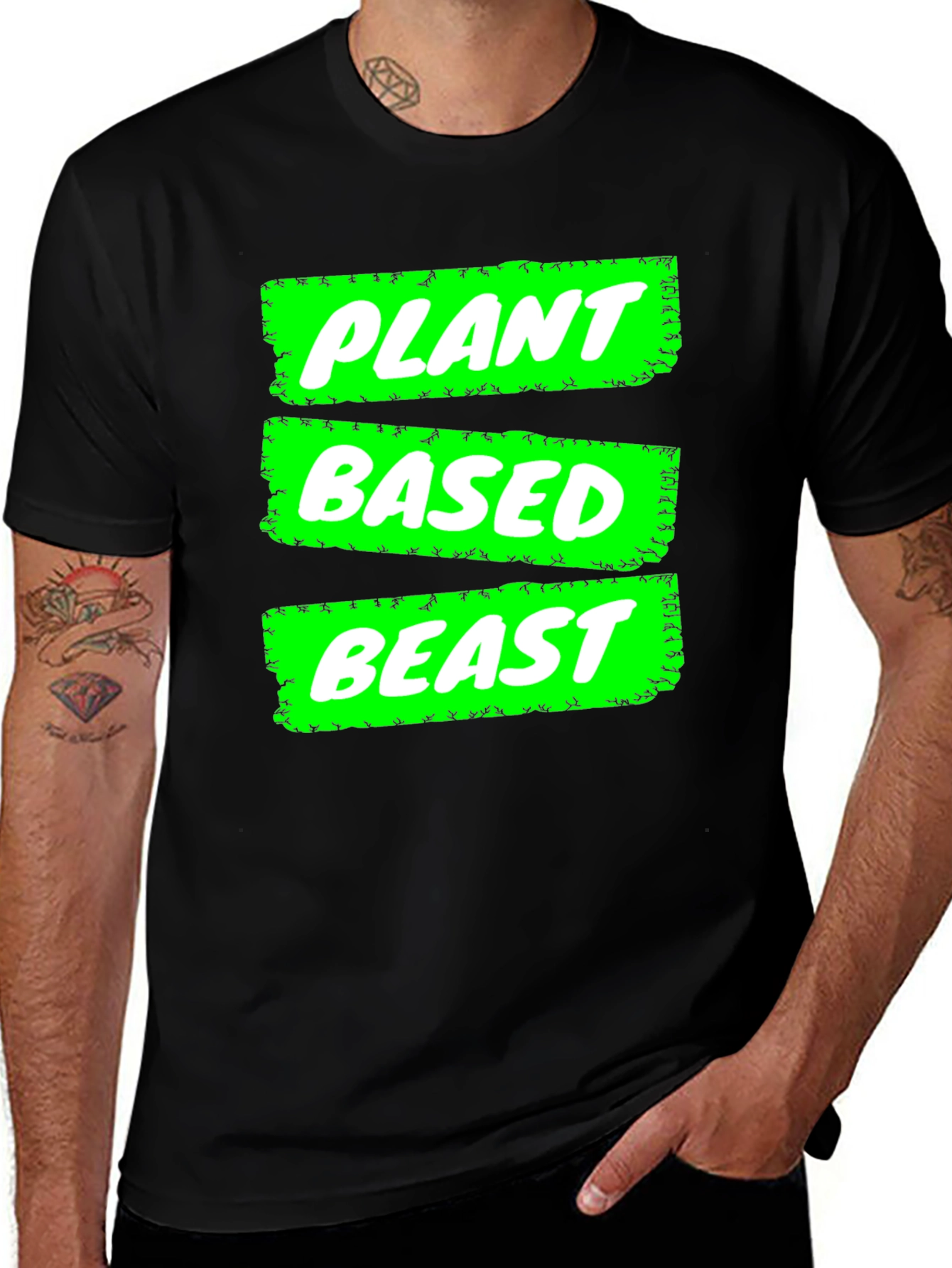 Variant 6 of Plant Based Beast Graphic T-Shirt - Black