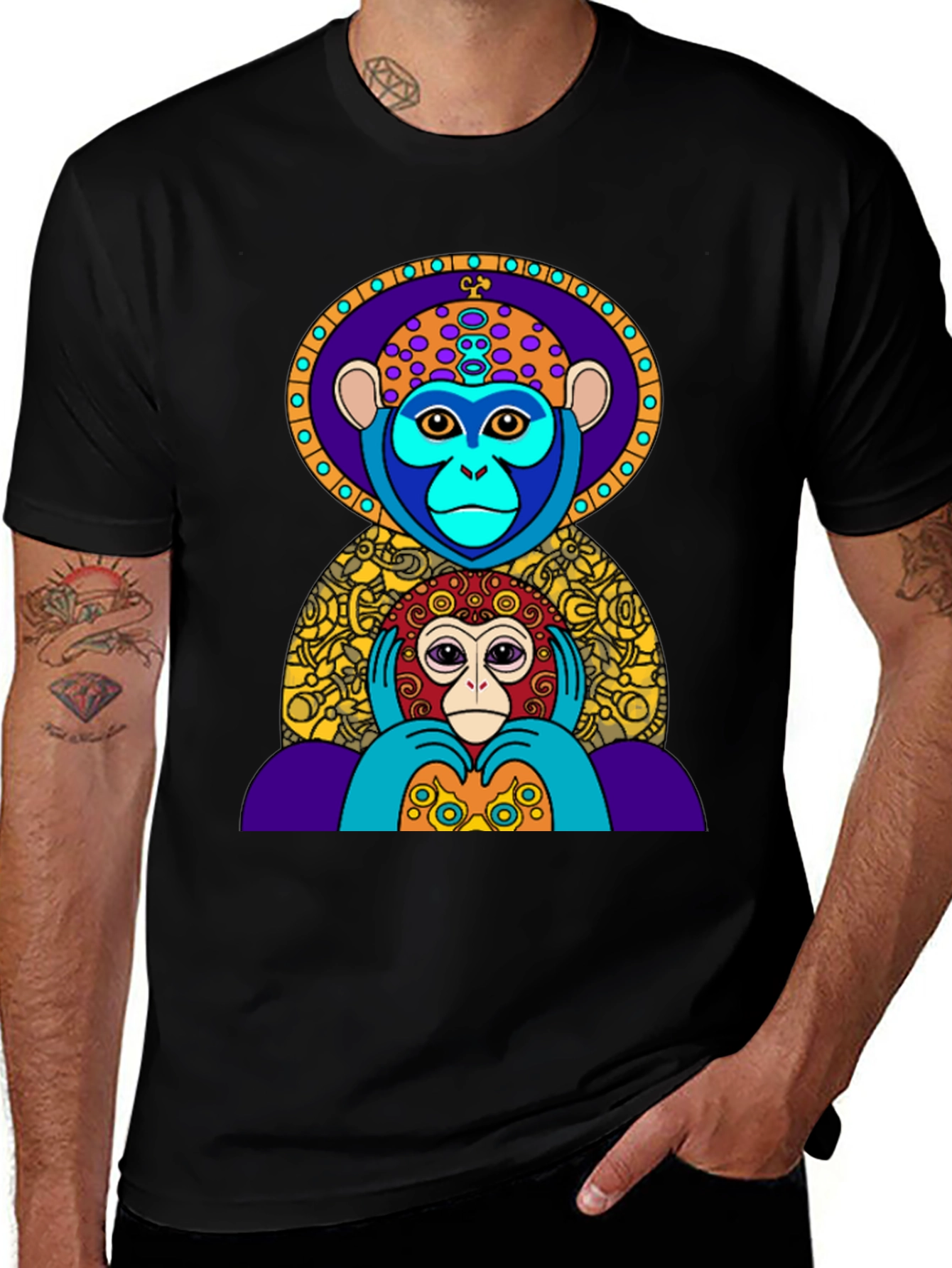 Variant 3 of Colorful Monkey Graphic Tee - Artistic Design