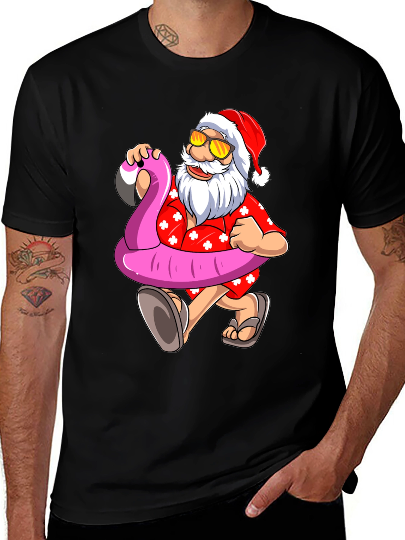 Santa Flamingo Hawaiian Shirt