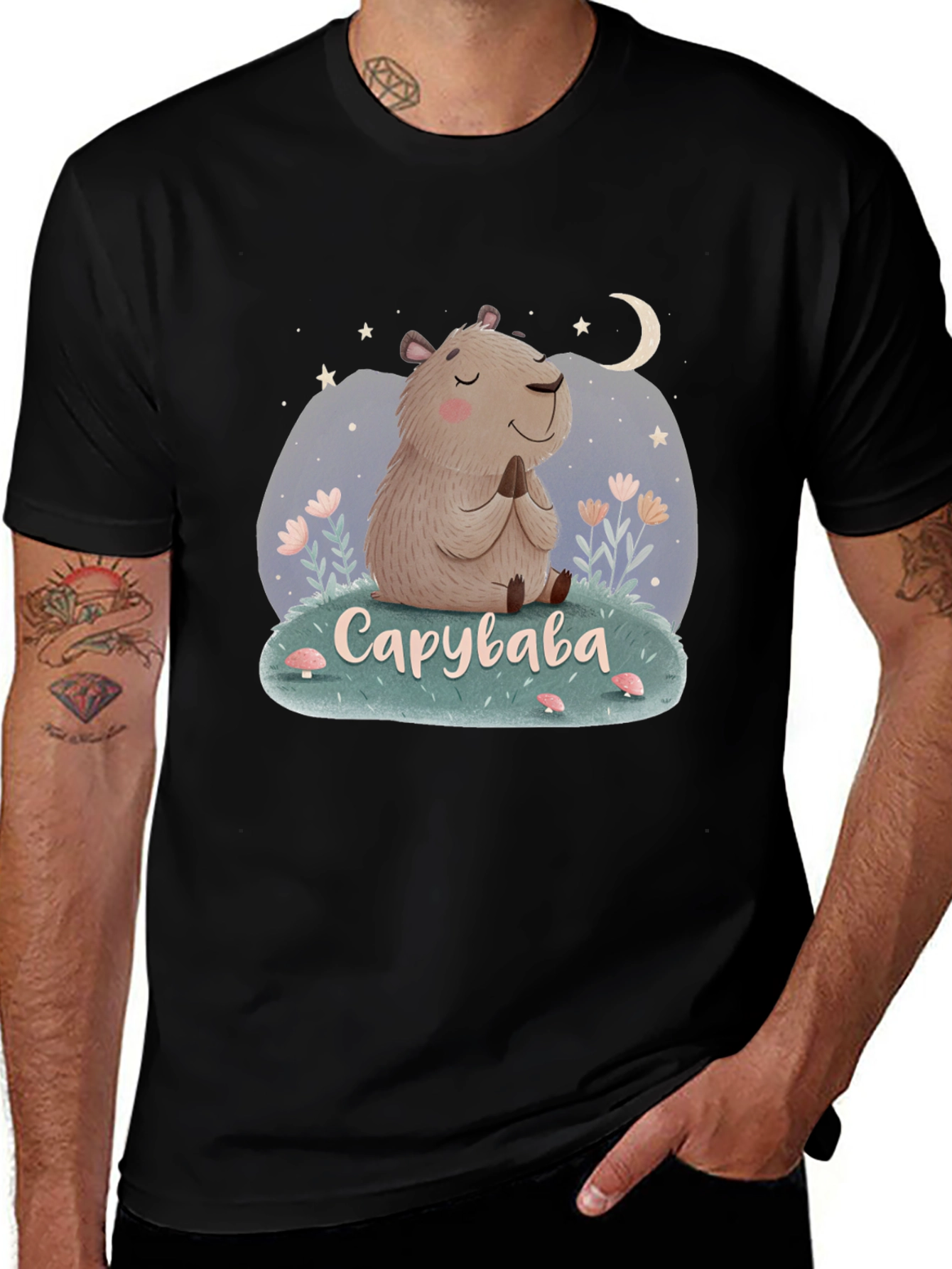 Variant 2 of Cute Capybara Meditation T-Shirt - Relaxed Fit