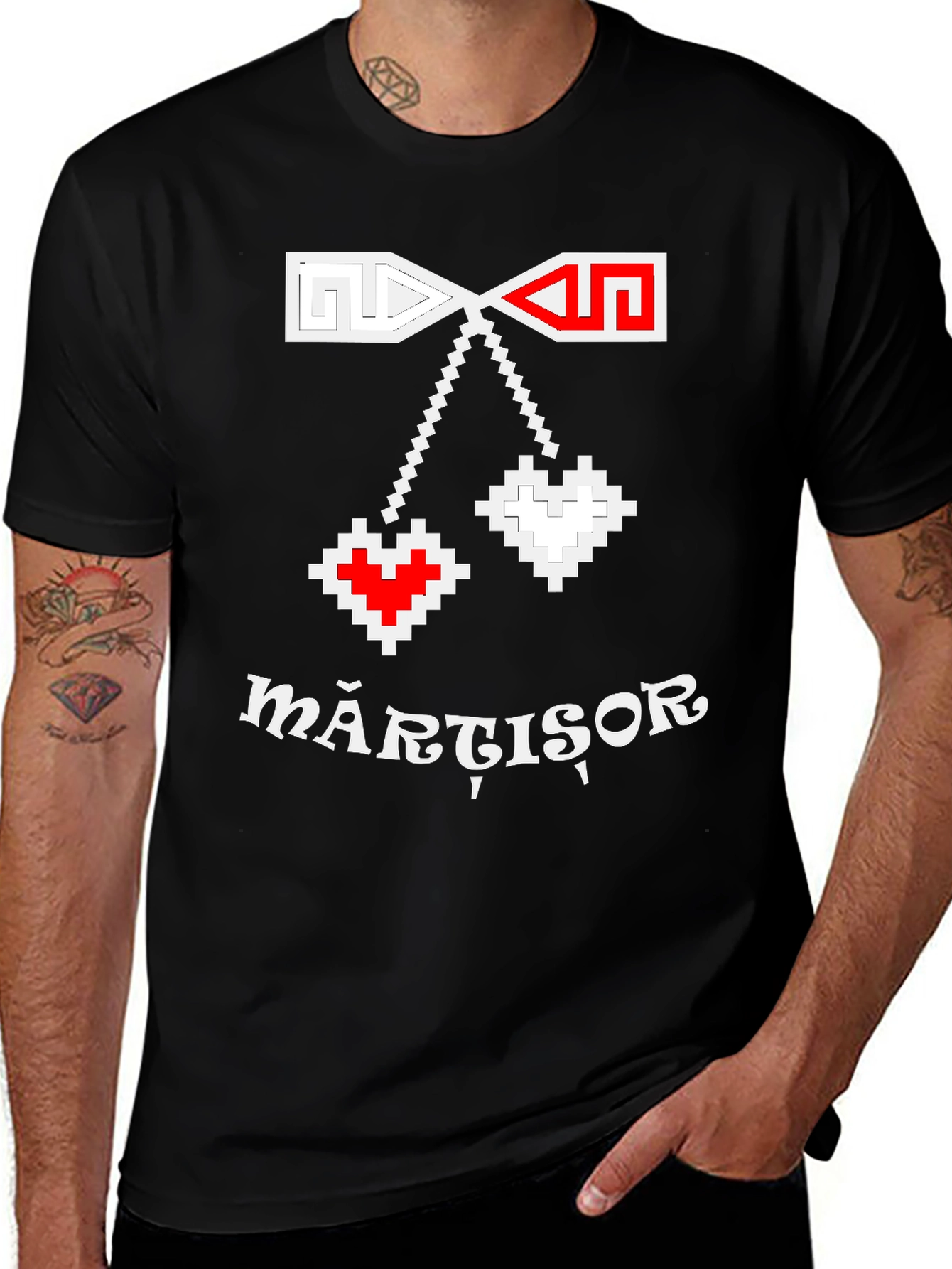 Martisor T-Shirt: Pixel Heart, Romanian Spring Tradition