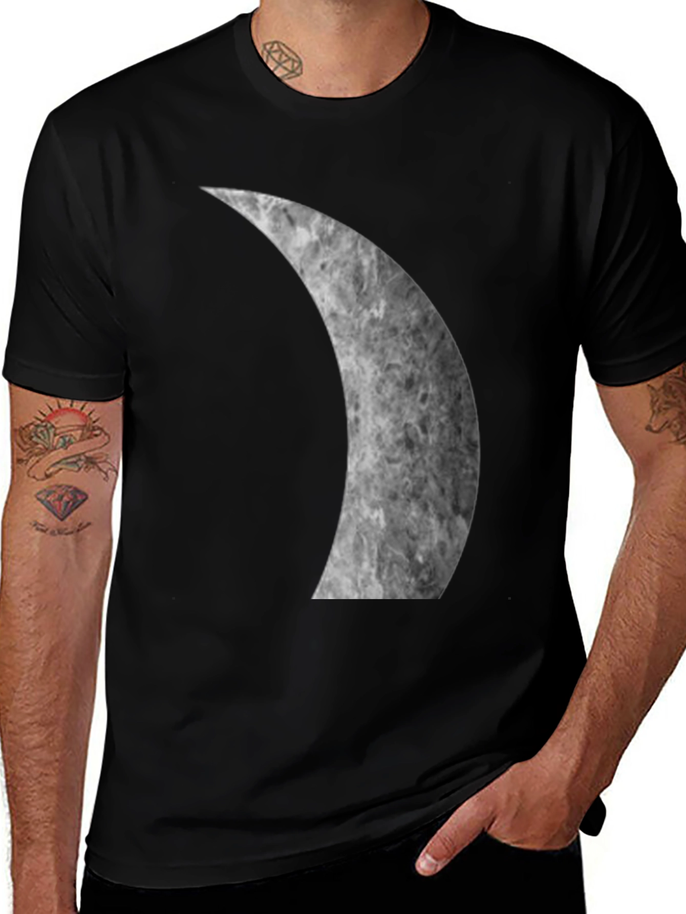 Variant 24 of Crescent Moon Graphic Tee - Soft Black Cotton