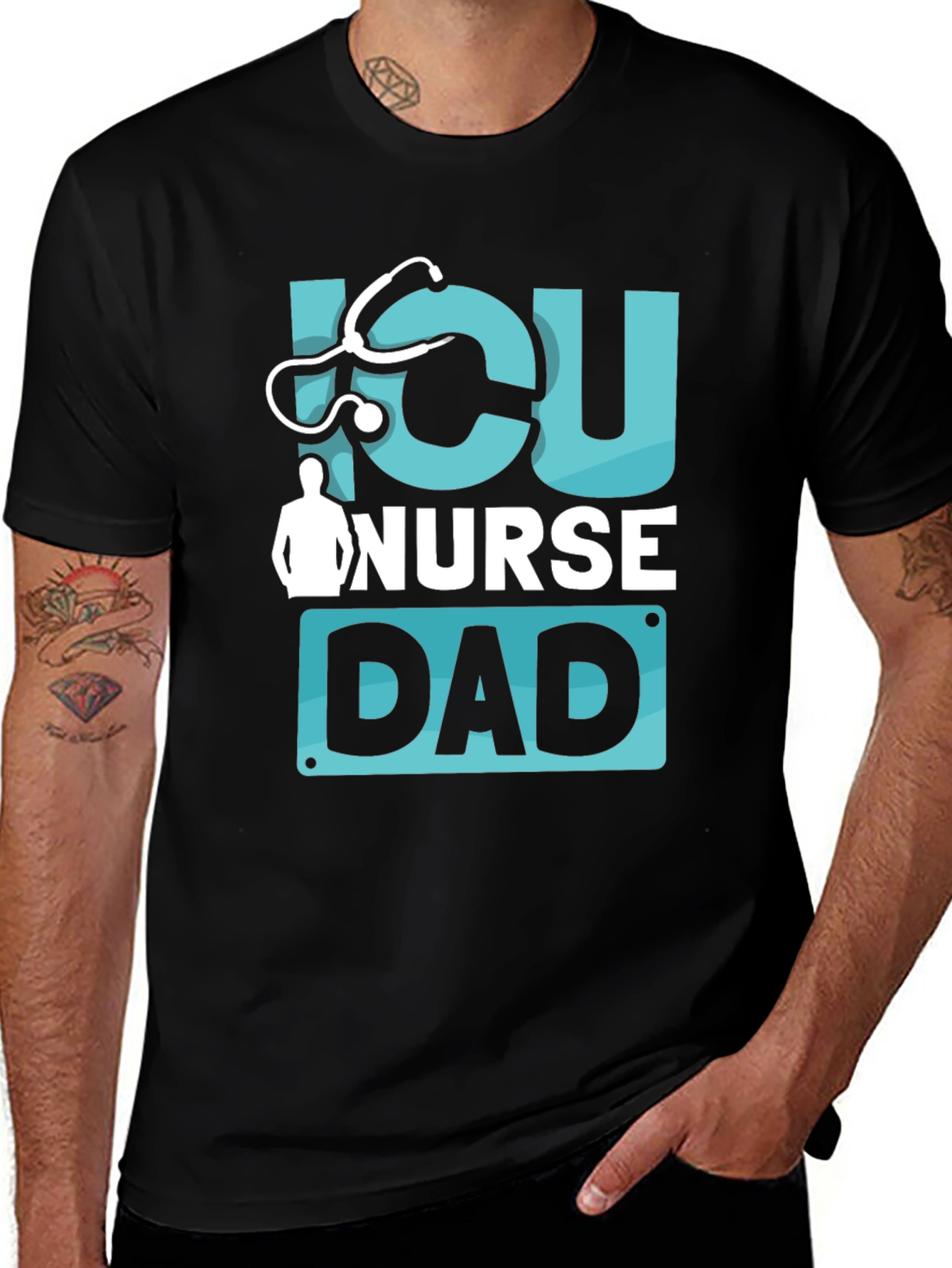 ICU Nurse Dad Graphic T-Shirt - Black