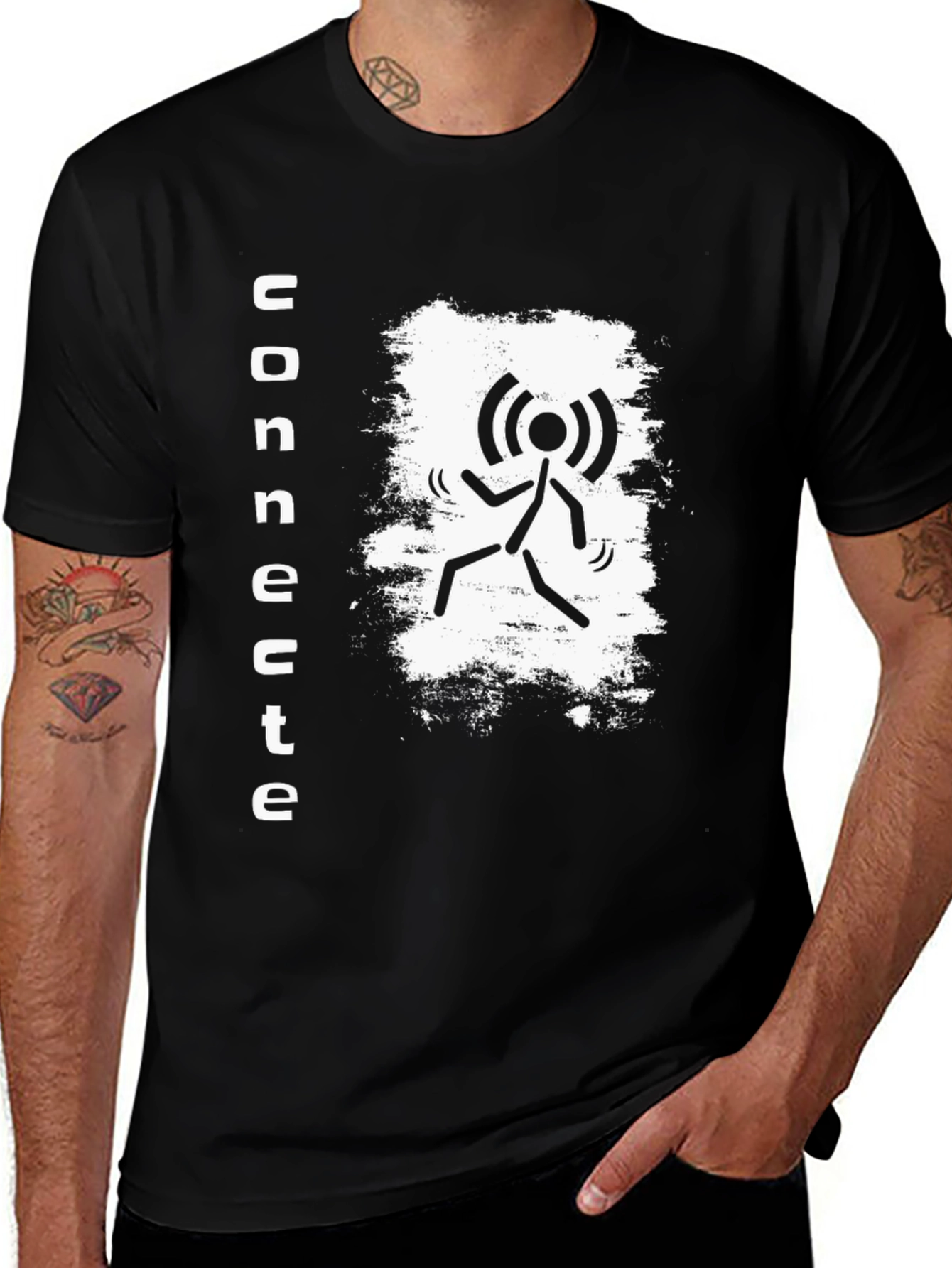 Variant 10 of Connecte T-Shirt - Stick Figure with WiFi Design