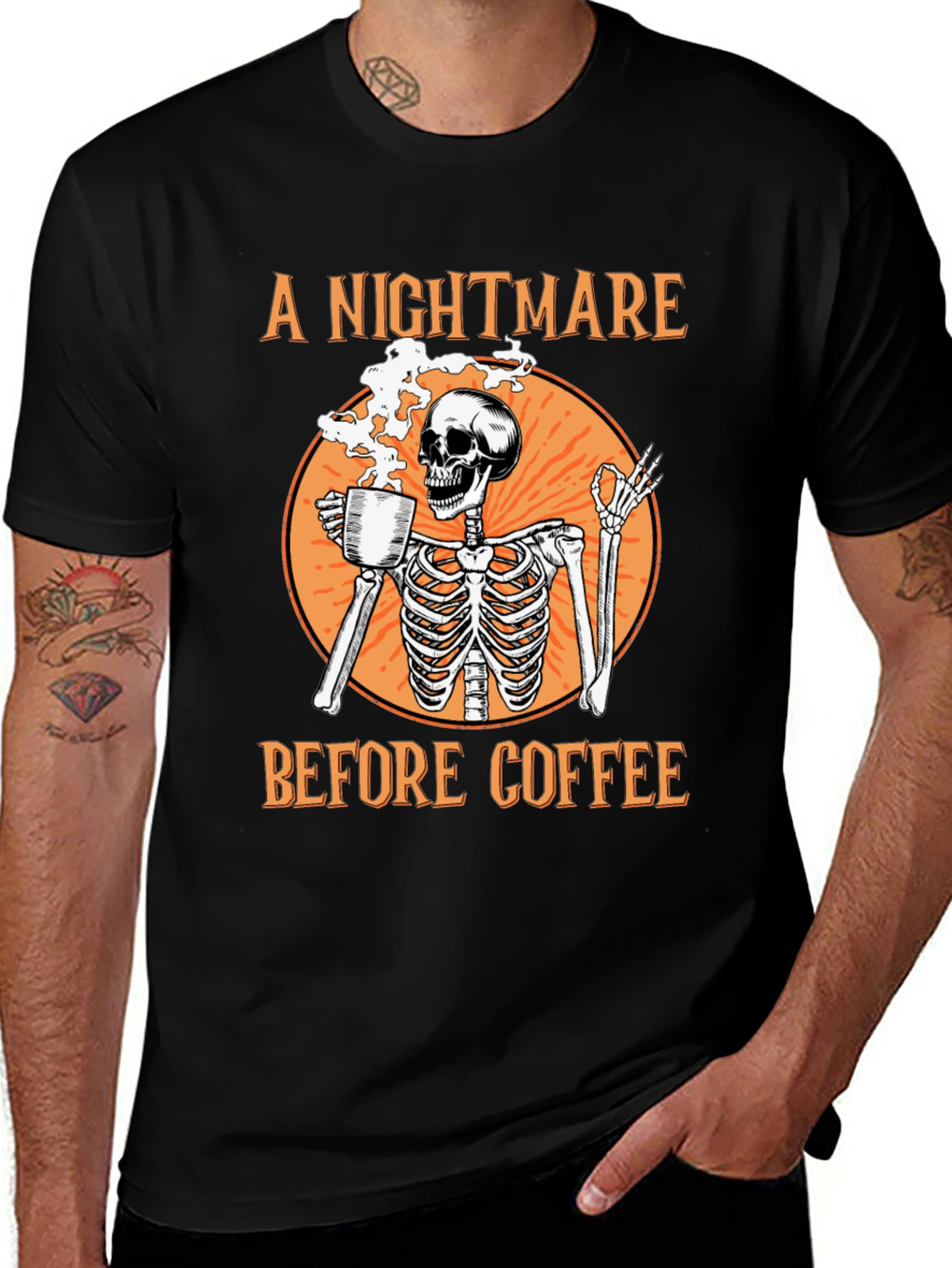 Variant 8 of Nightmare Before Coffee Skeleton Graphic Tee
