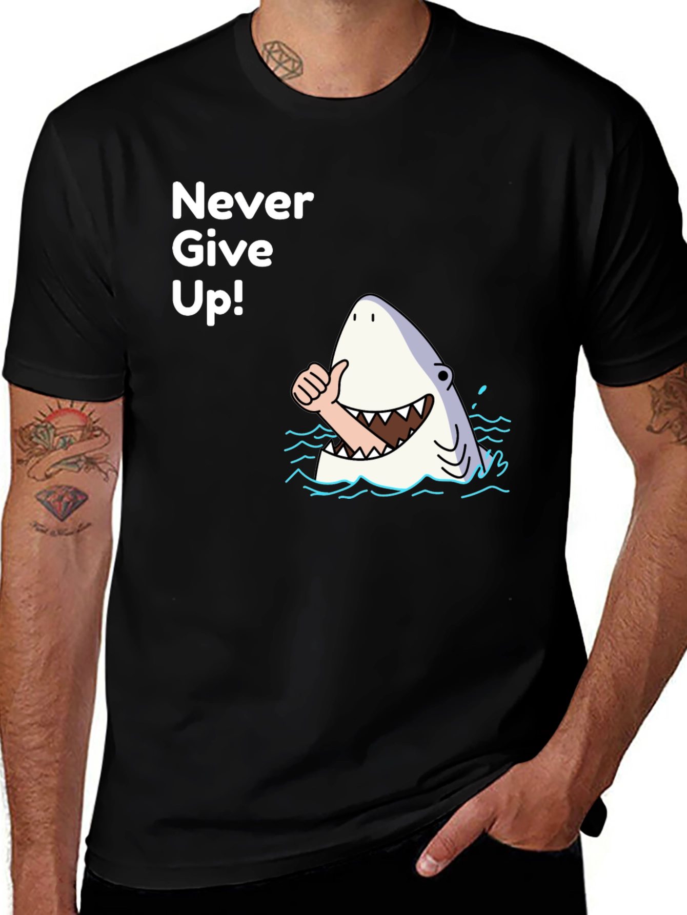 Variant 14 of Never Give Up Shark Graphic Tee
