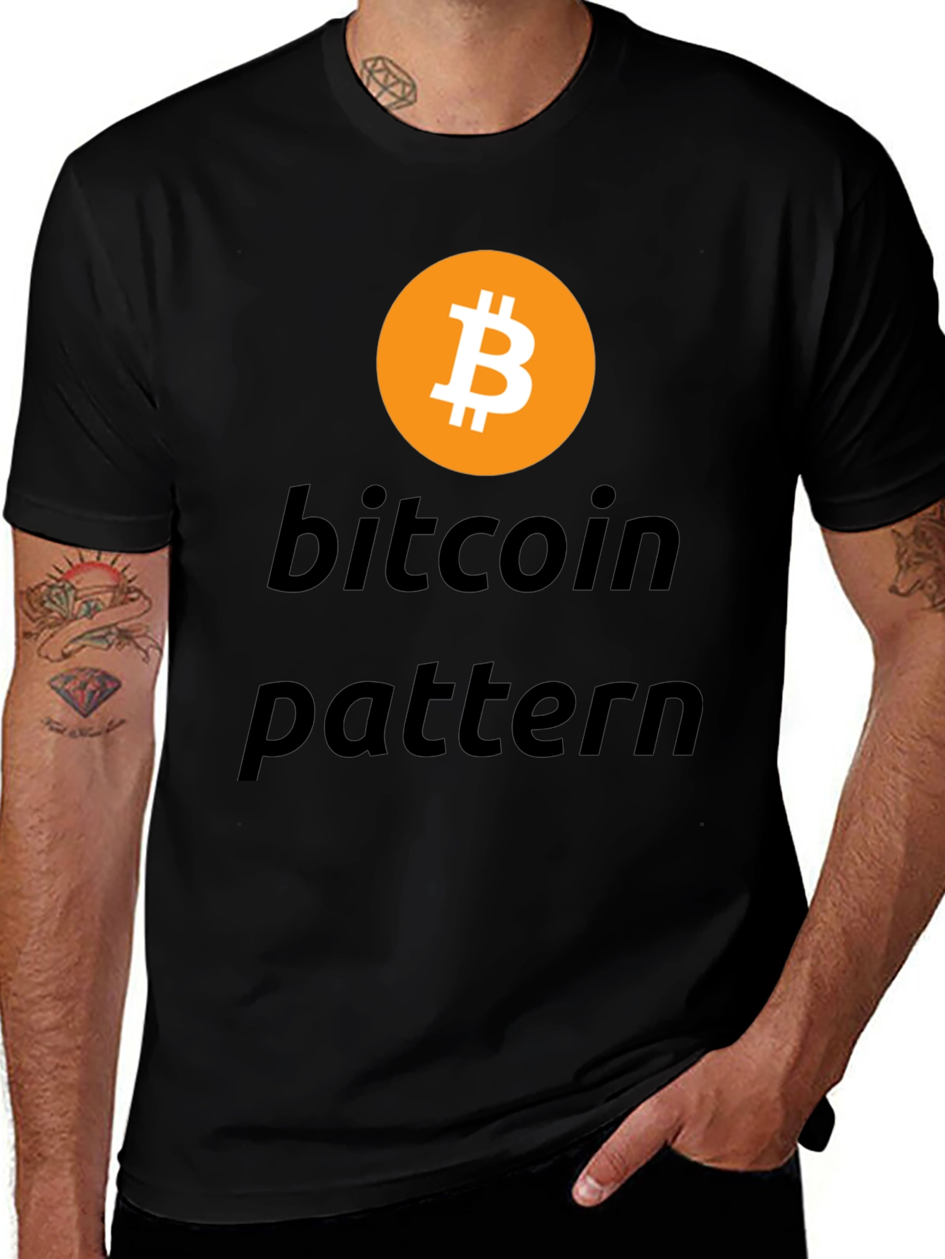 Bitcoin Pattern Black T-Shirt