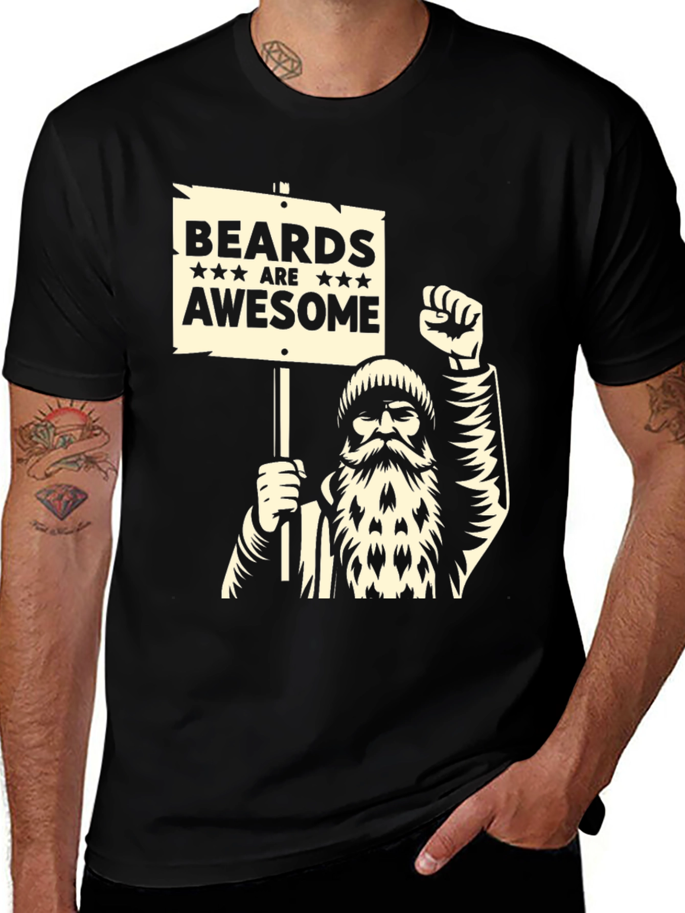 Variant 24 of Beards Are Awesome T-Shirt - Black Graphic Tee