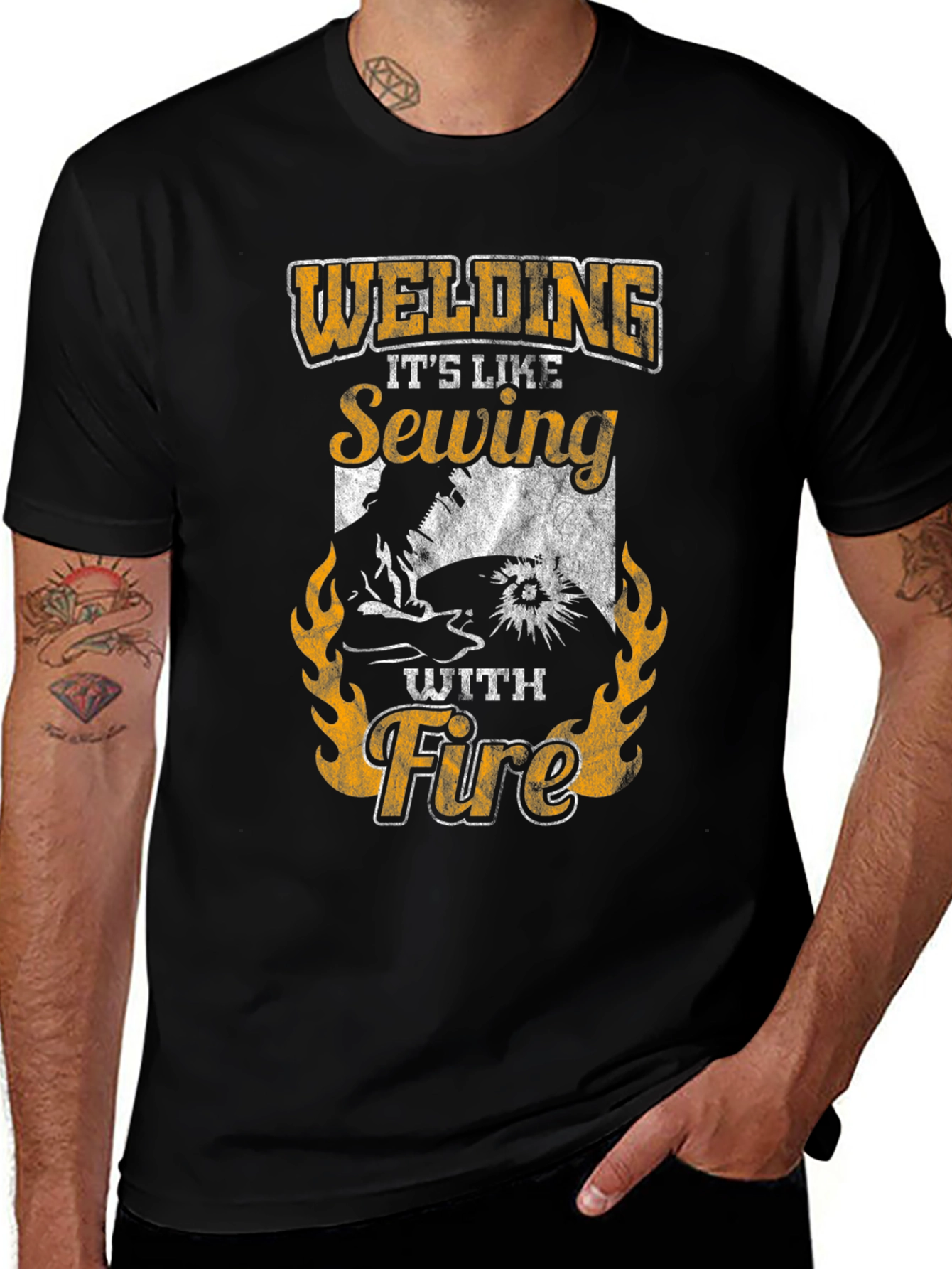 Variant 27 of Welding Like Sewing with Fire Black T-Shirt