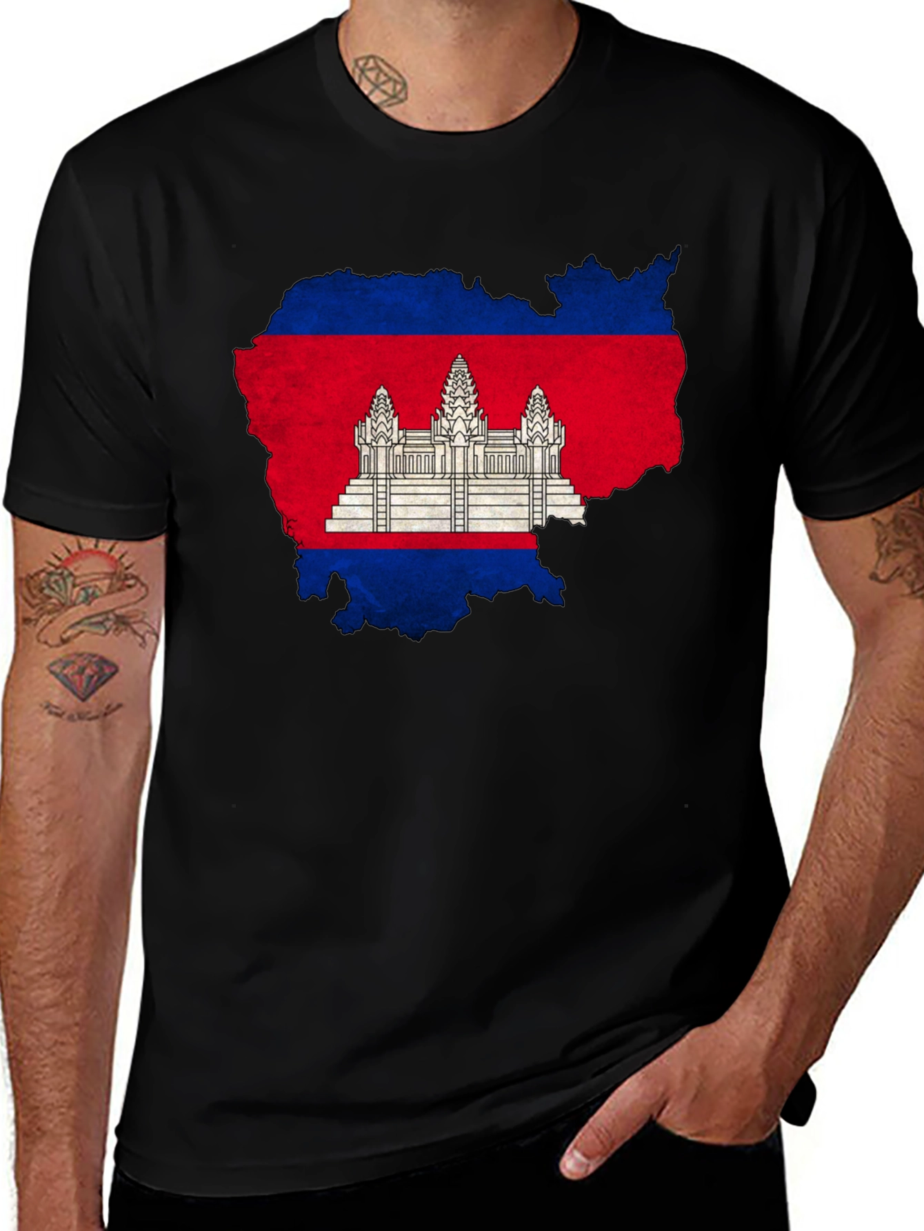 Cambodia Flag Map Graphic T-Shirt