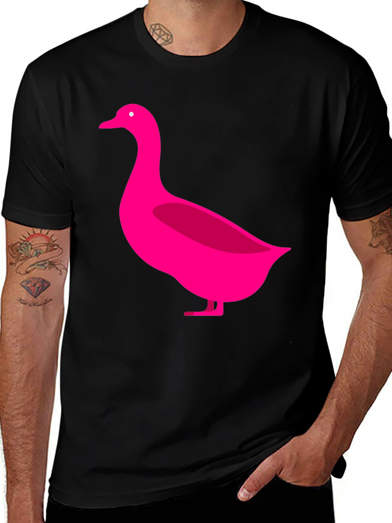 Variant 8 of Pink Goose Graphic Black T-Shirt