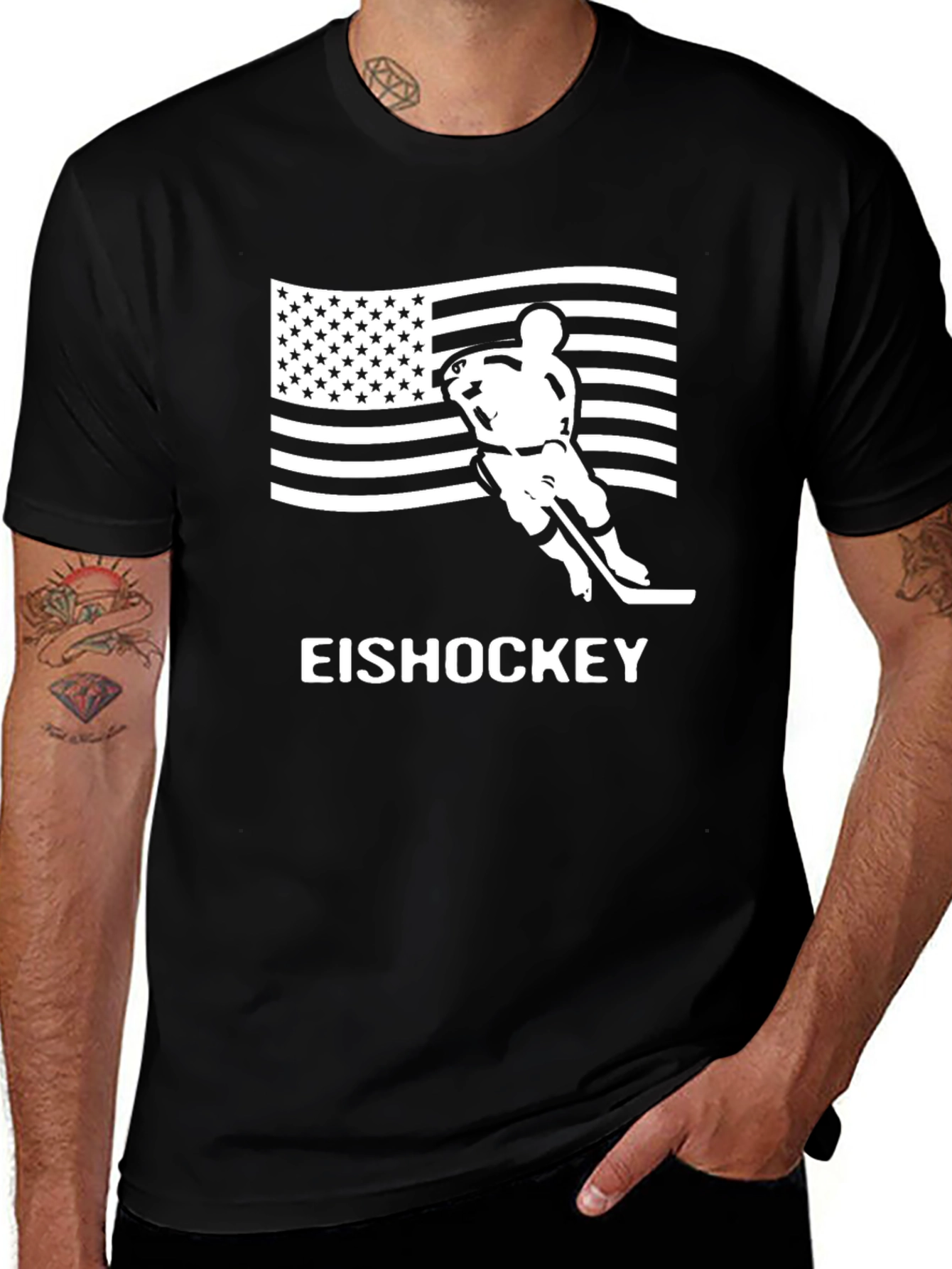 Variant 22 of Ice Hockey USA Flag T-Shirt