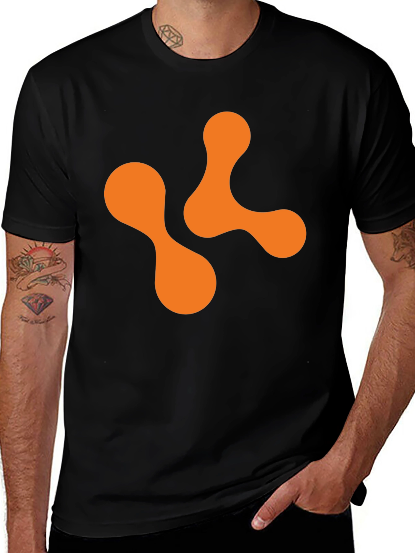 Variant 13 of Abstract Orange Shape Black T-Shirt