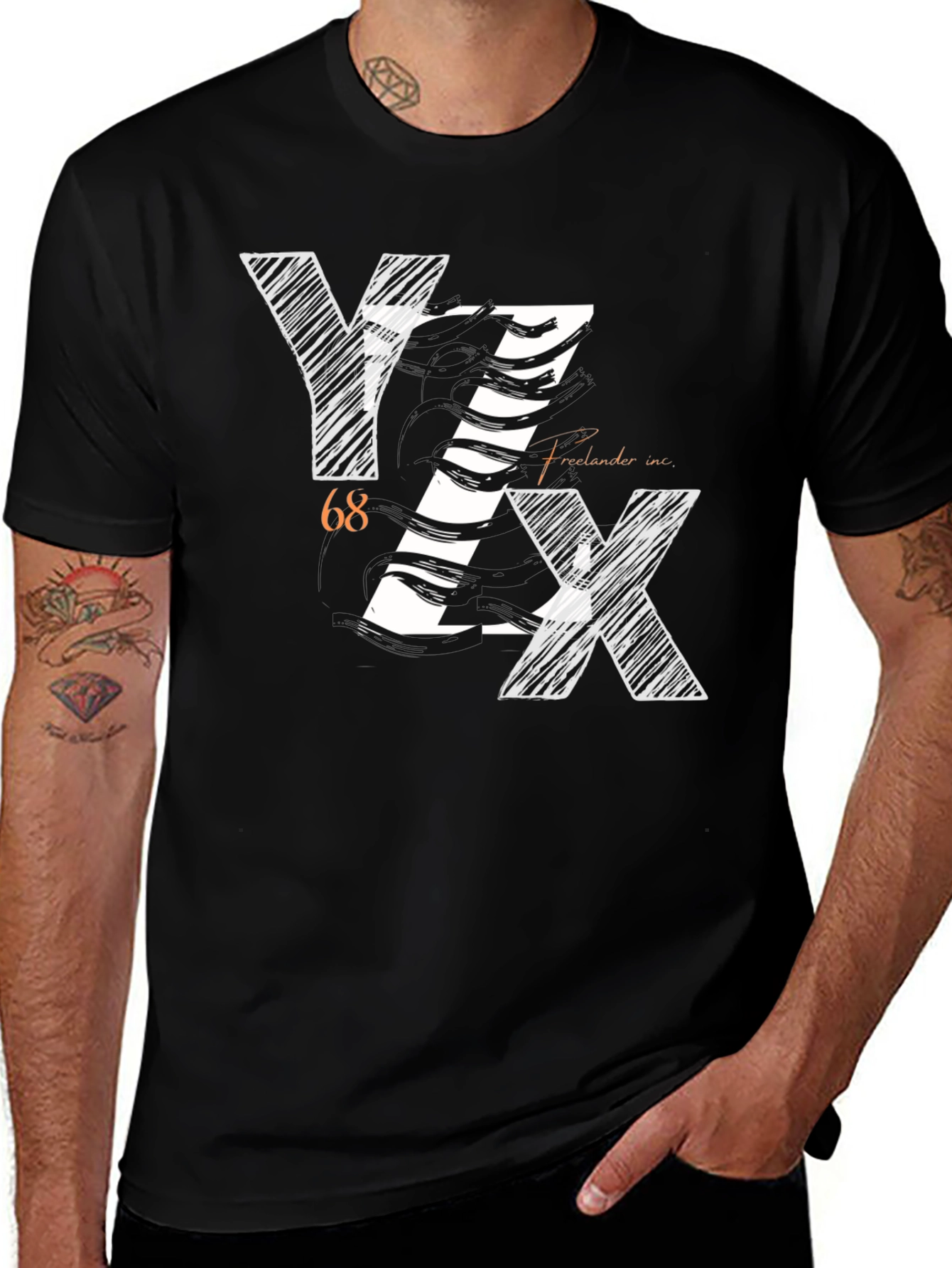 Variant 19 of Stylish YZX 68 Freelancer Inc. Black Graphic Tee