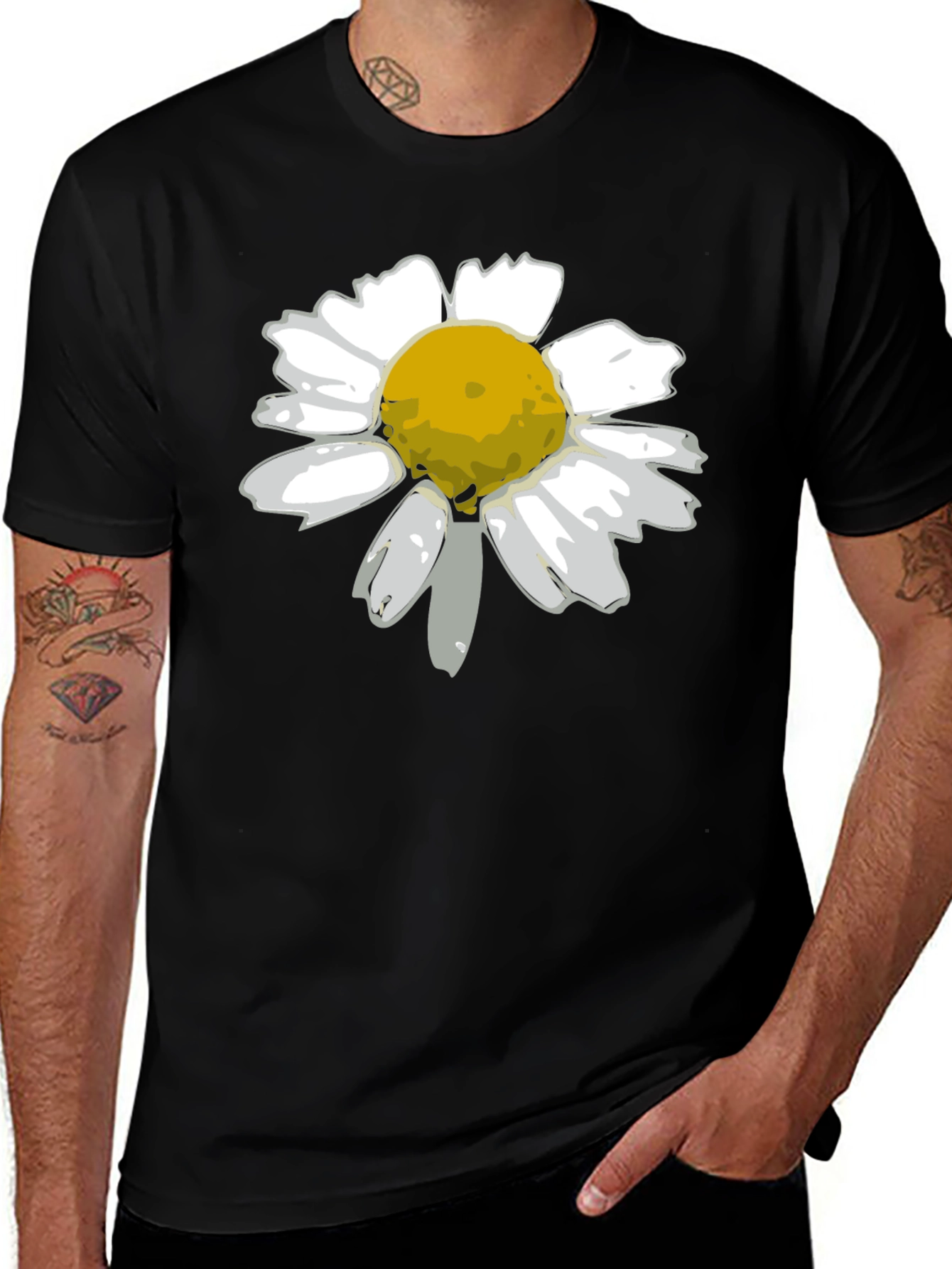 Variant 2 of Daisy Graphic Tee - Black Cotton Blend