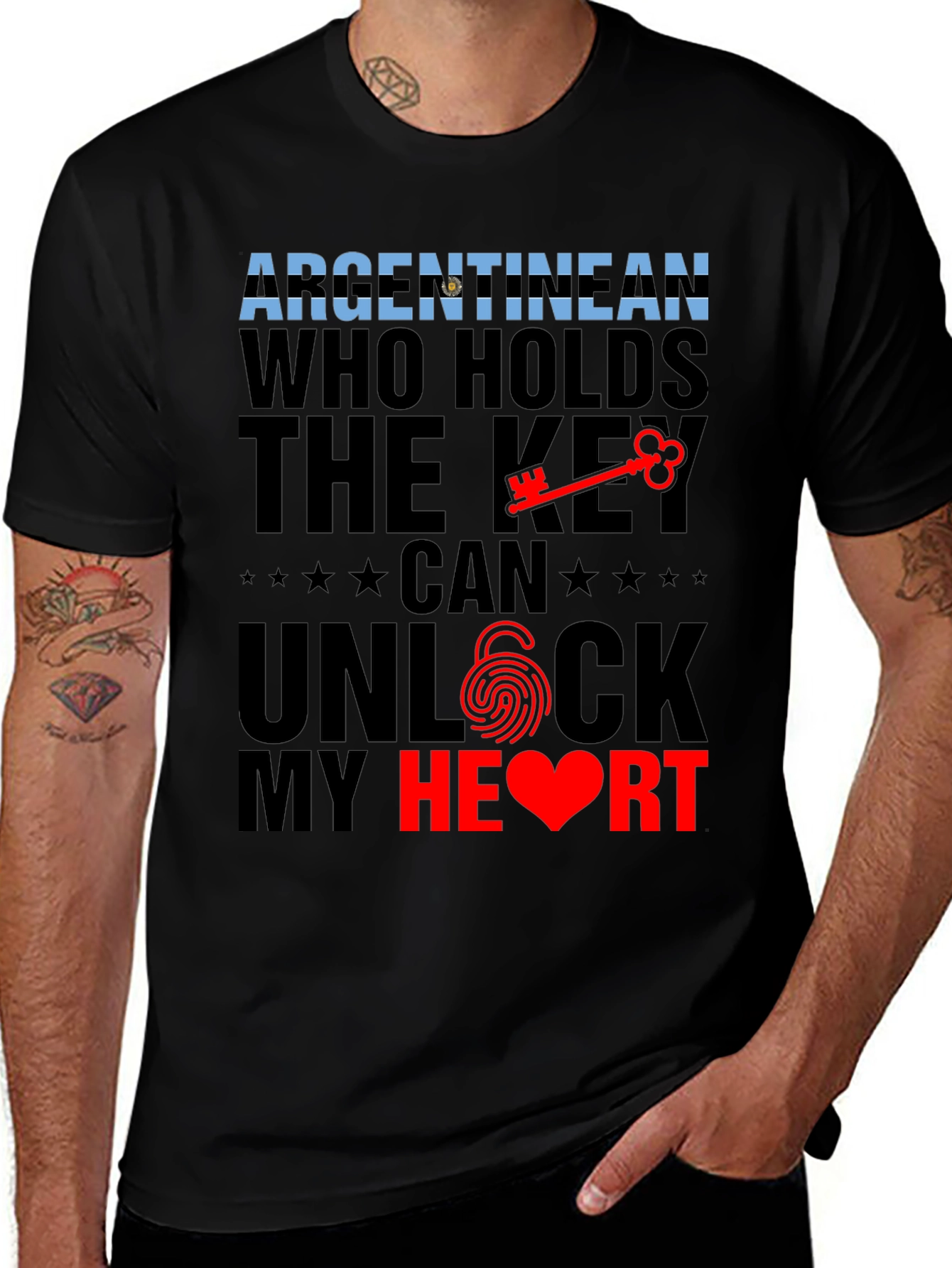 Argentinian Key to My Heart Black Graphic Tee