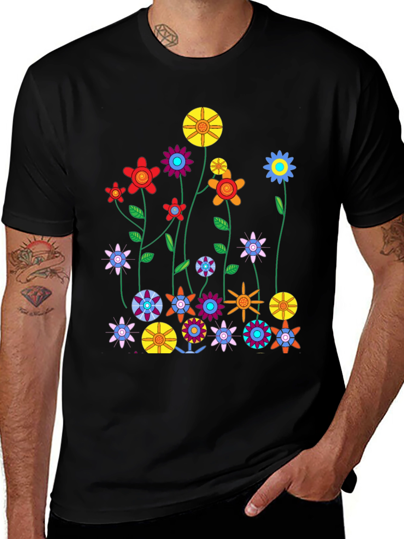 Variant 15 of Floral Graphic Print Crew Neck T-Shirt