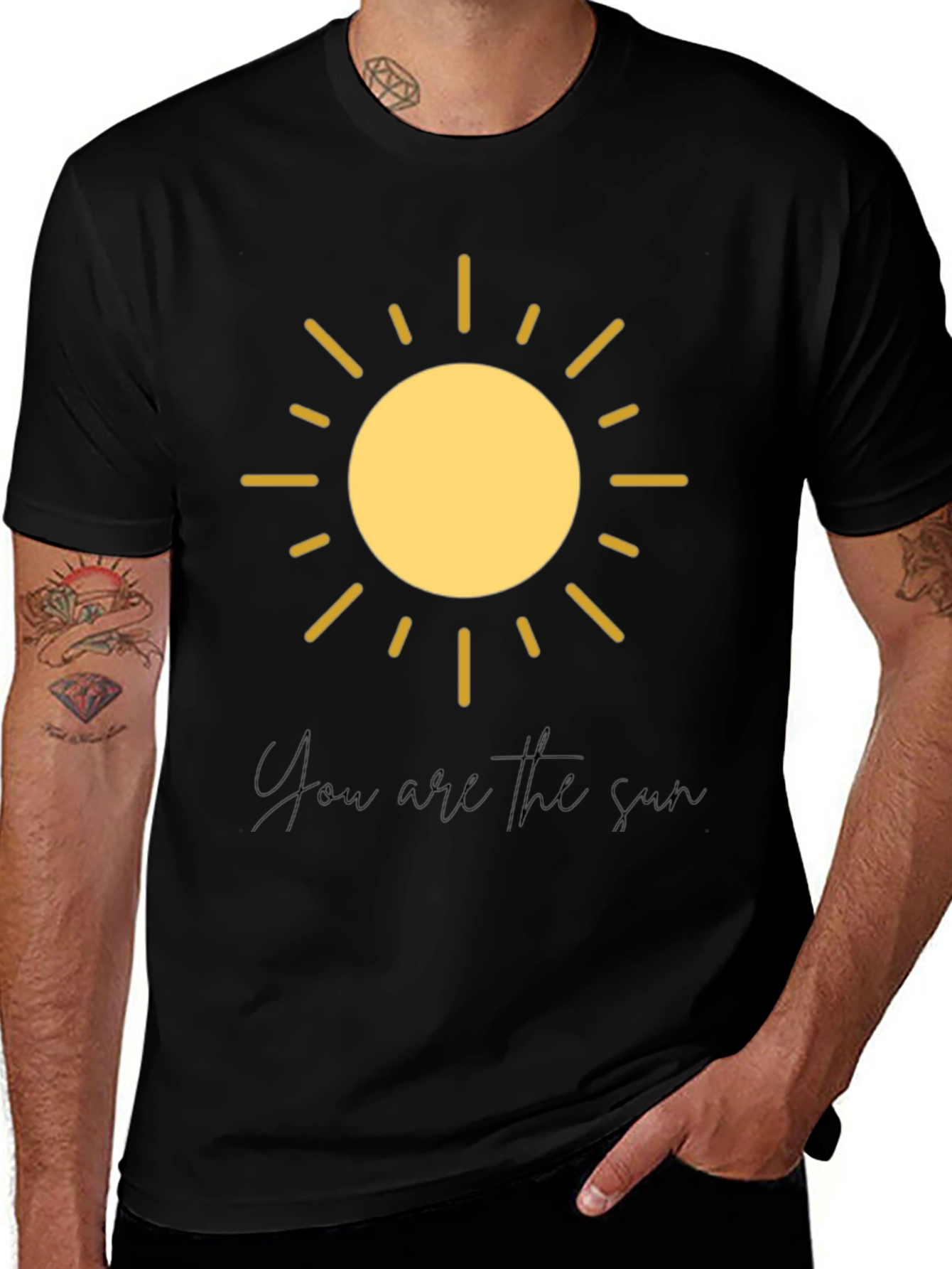 Variant 23 of Sunny Days Graphic Tee - Black Cotton Sun T-Shirt