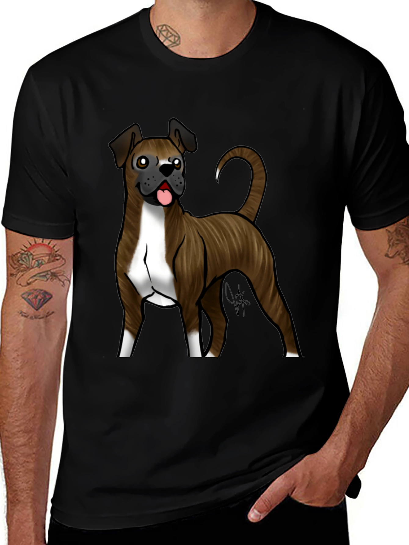 Variant 8 of Boxer Dog Graphic Print Black T-Shirt