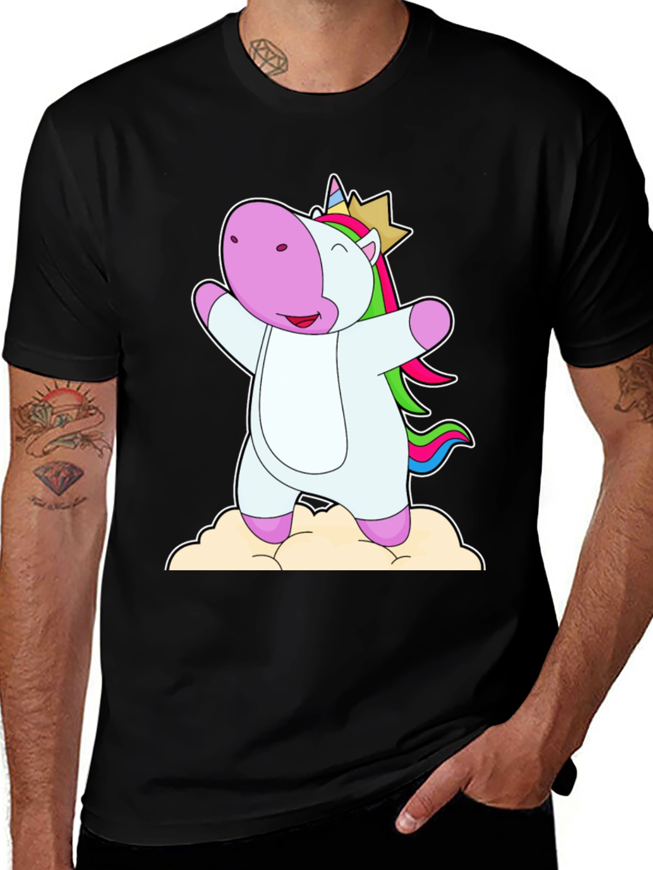 Variant 25 of Unicorn Graphic Tee - Men's Black T-Shirt