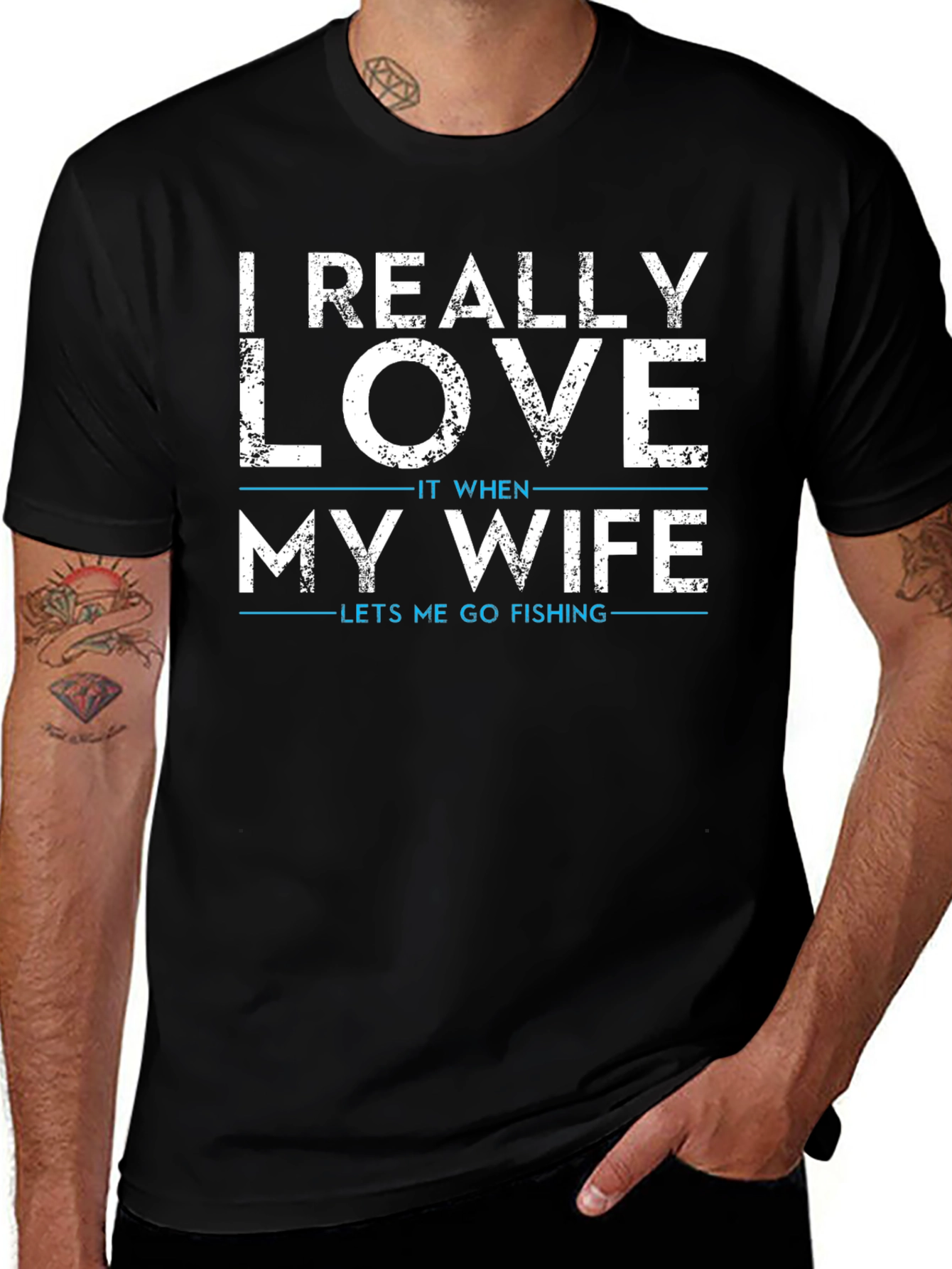 Variant 12 of Funny Fishing T-Shirt: I Really Love My Wife
