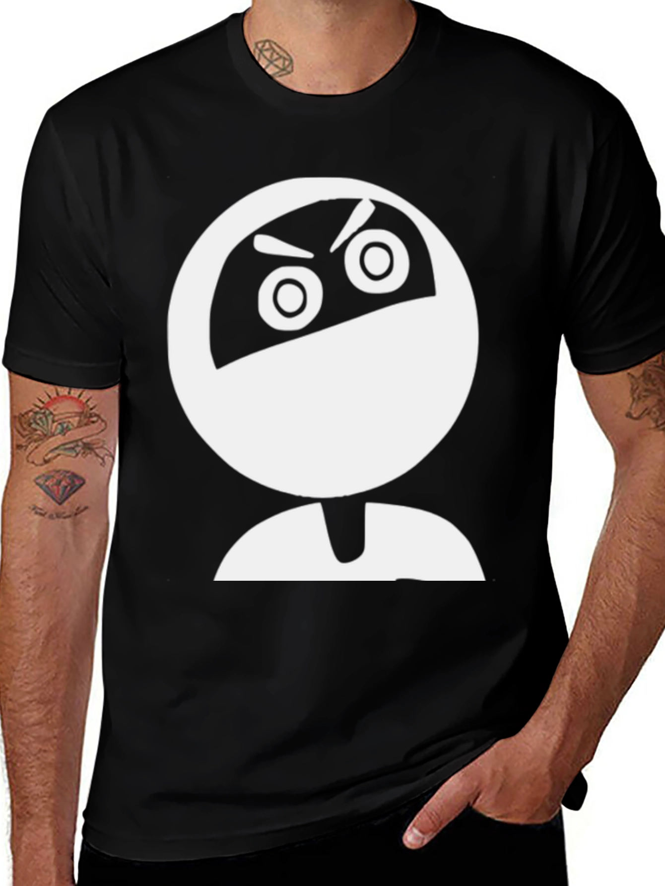 Variant 12 of Ninja Cartoon Graphic Black T-Shirt