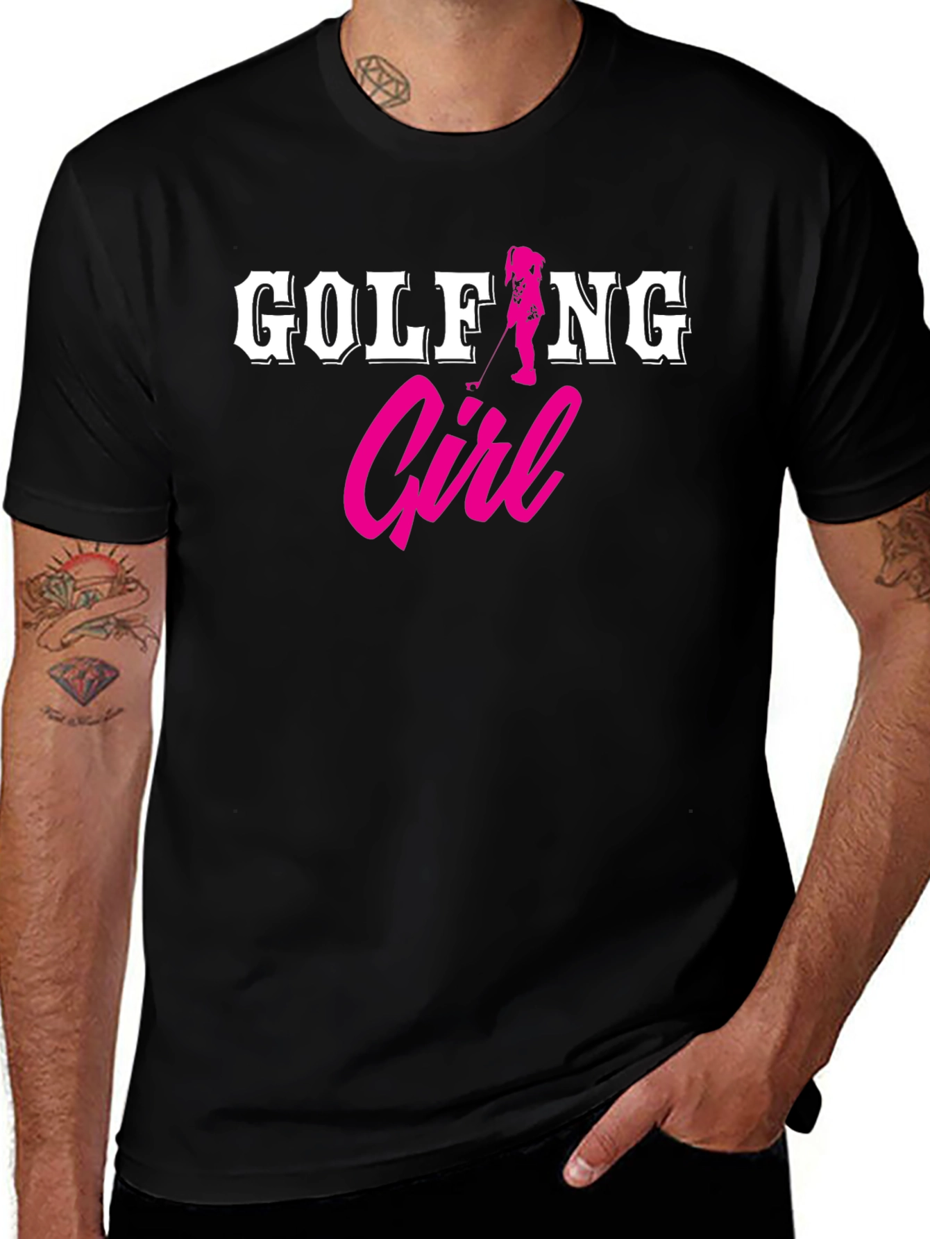 Variant 13 of Golfing Girl Black T-Shirt