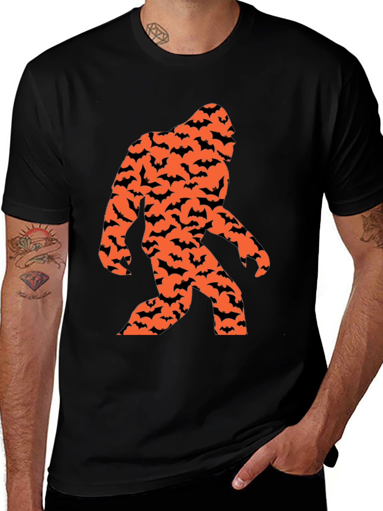 Bigfoot Bat Halloween Graphic T-Shirt
