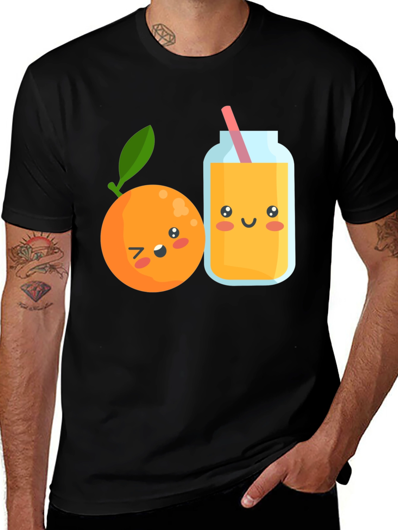 Variant 4 of Orange Juice Cartoon Graphic T-Shirt