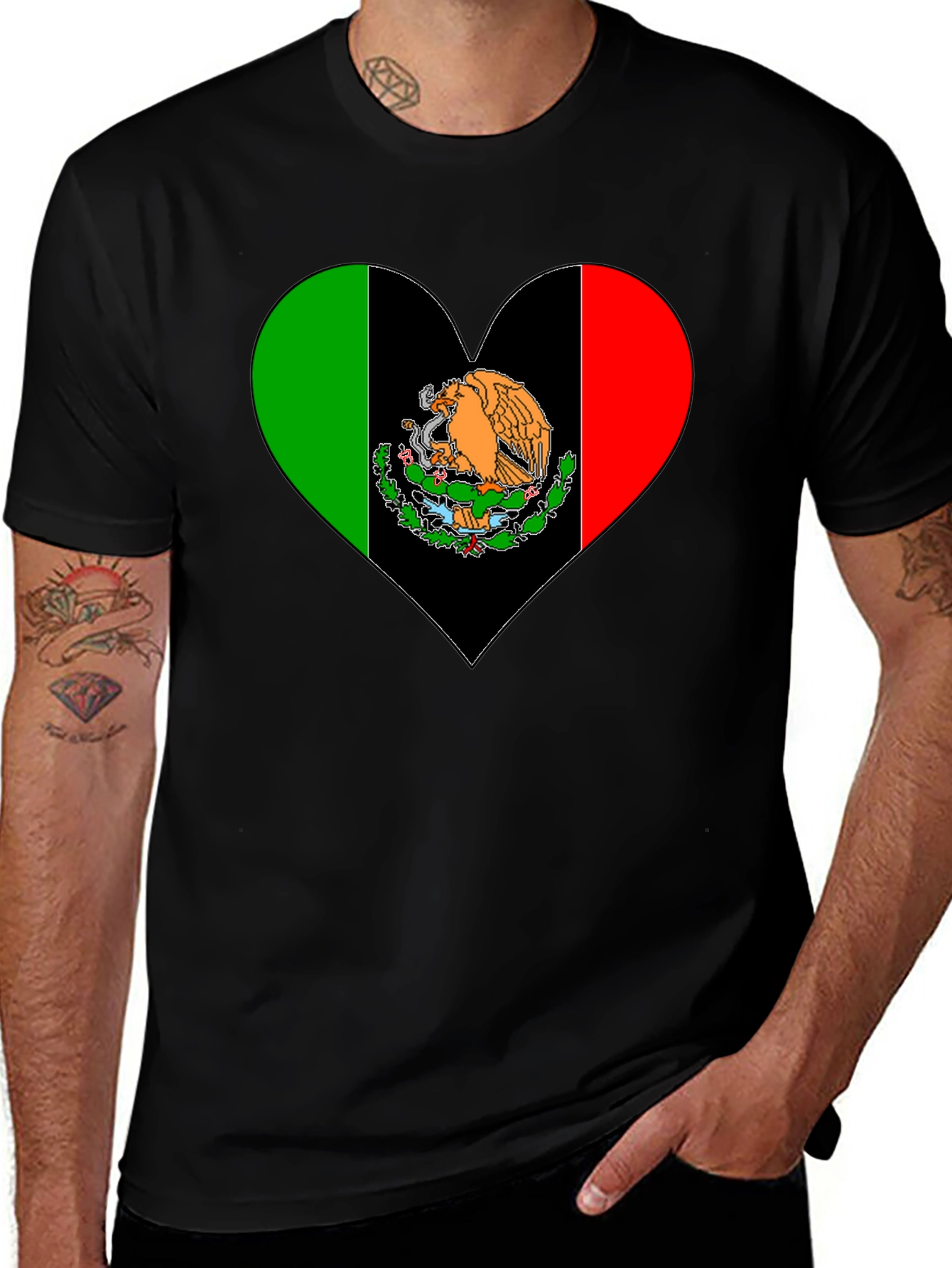 Mexican Flag Heart T-Shirt - Viva Mexico!