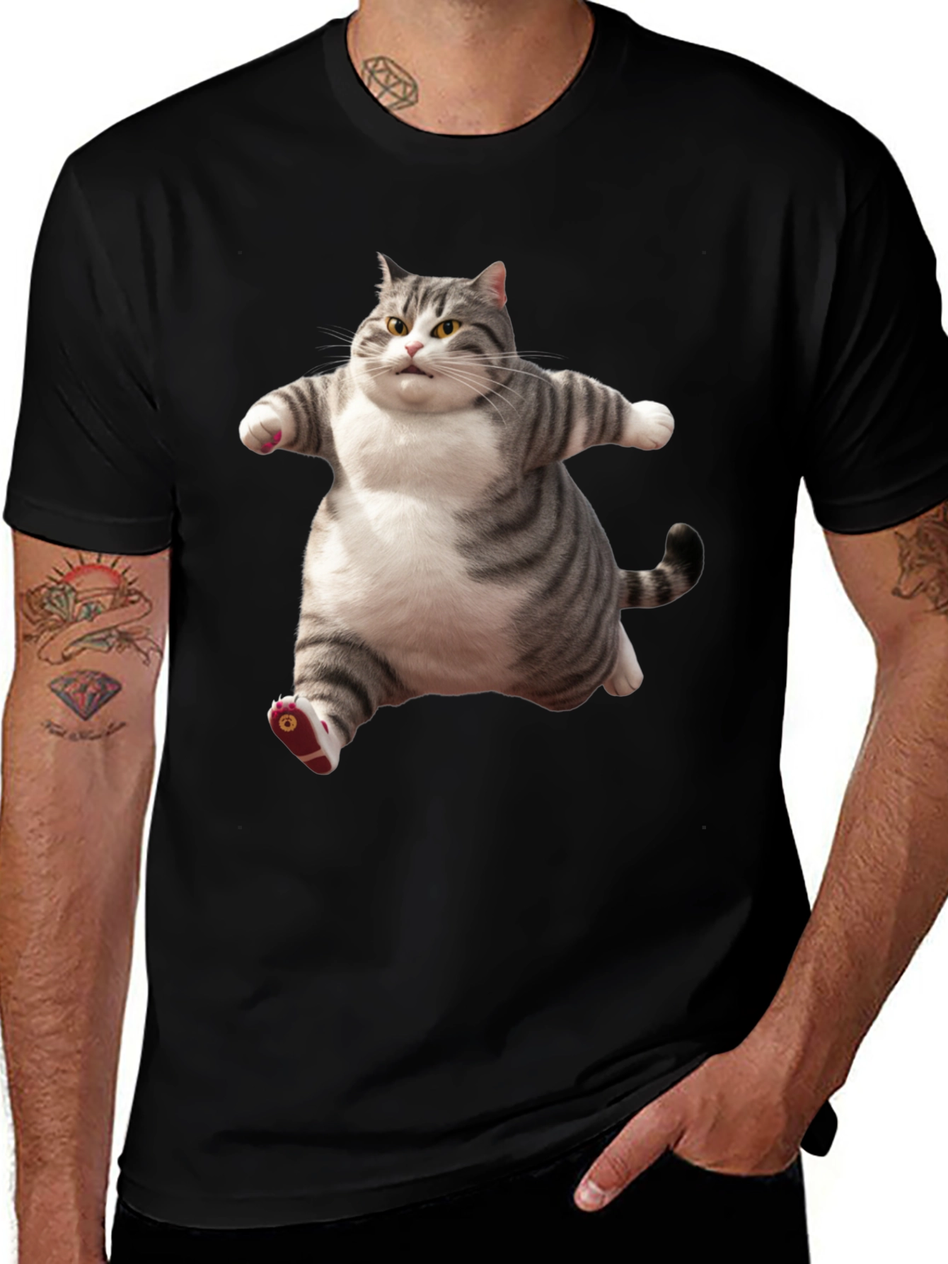 Variant 23 of Funny Cat Graphic Tee - Black