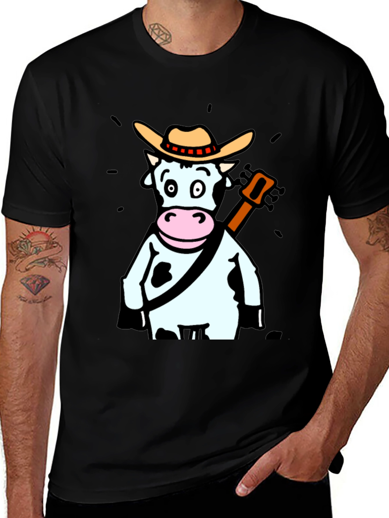 Variant 30 of Cowboy Cow T-Shirt - Funny Guitar Playing Country Animal Tee