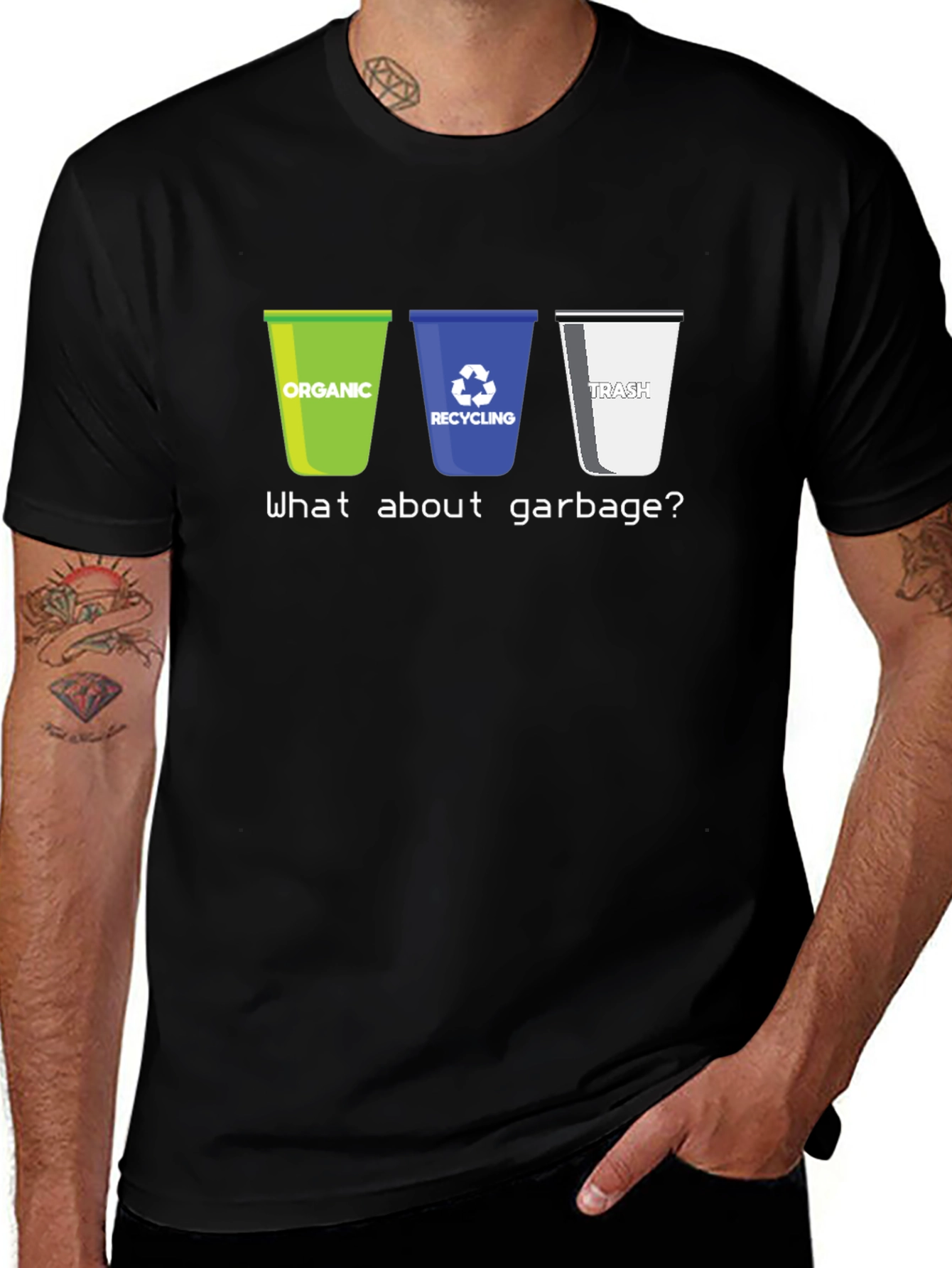 Variant 21 of Recycling Humor T-Shirt - What About Garbage?