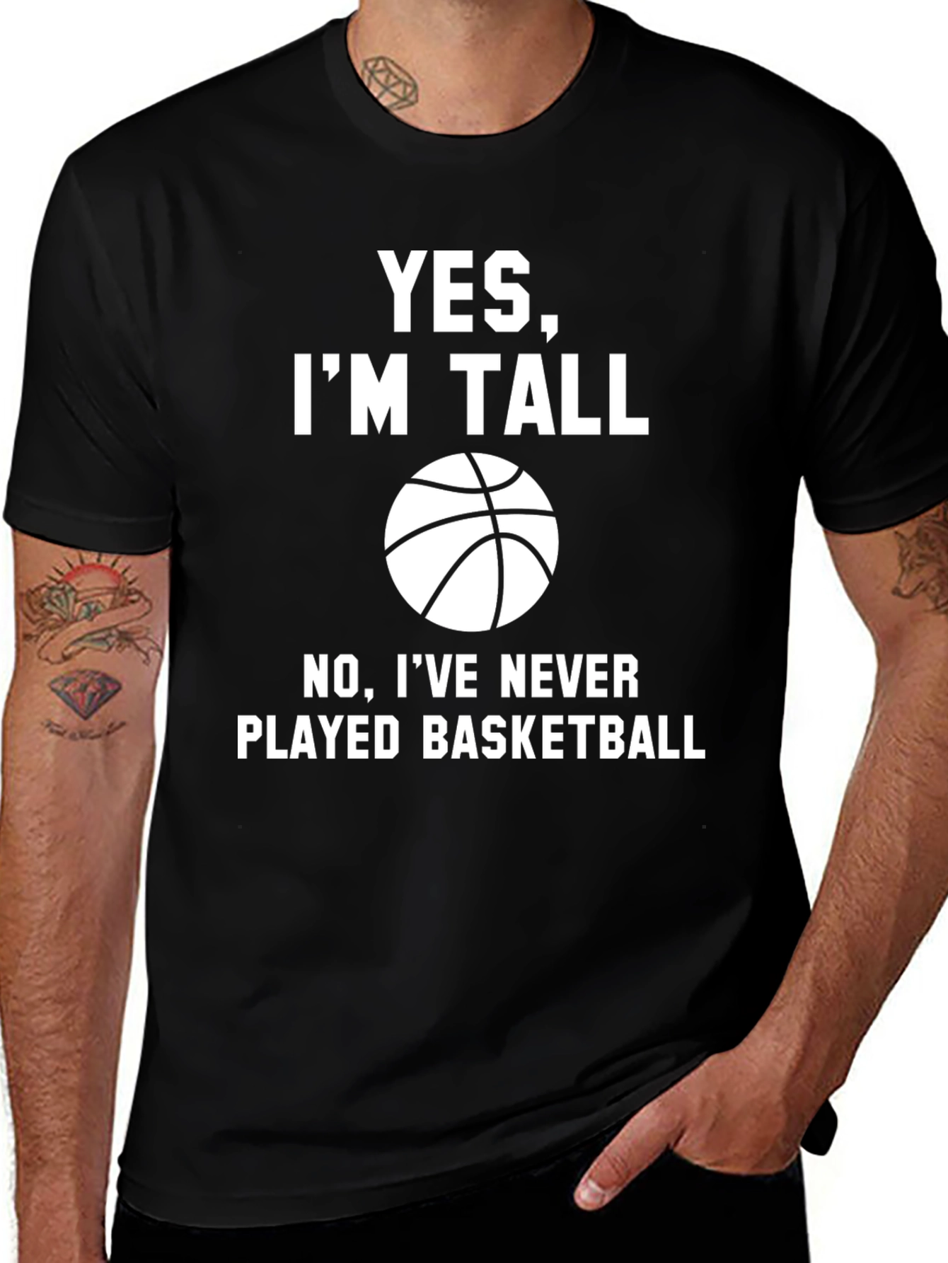 Variant 17 of Funny Tall People T-Shirt - Never Played Basketball Tee